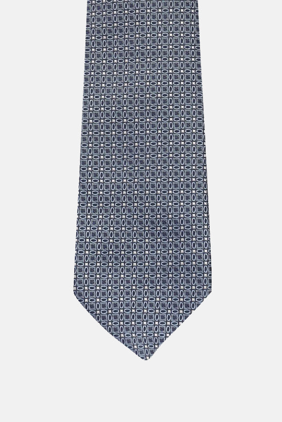 LANVIN Cravatta blu da uomo in faille di seta a micro fiorellini 2106/1C . LANVIN
