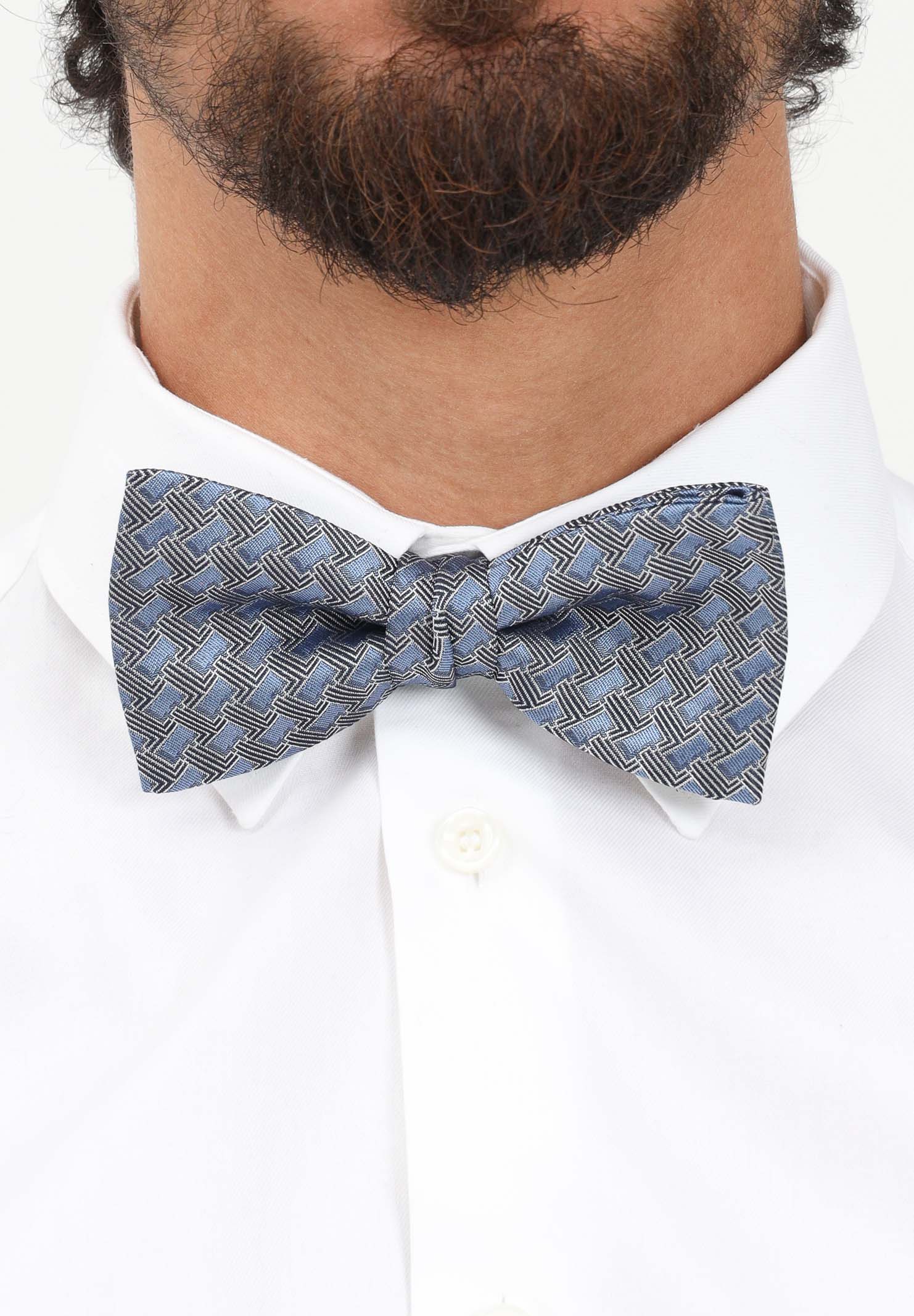 LANVIN Papillon in seta azzurro da uomo con micro monogramma L 2156/1P . LANVIN
