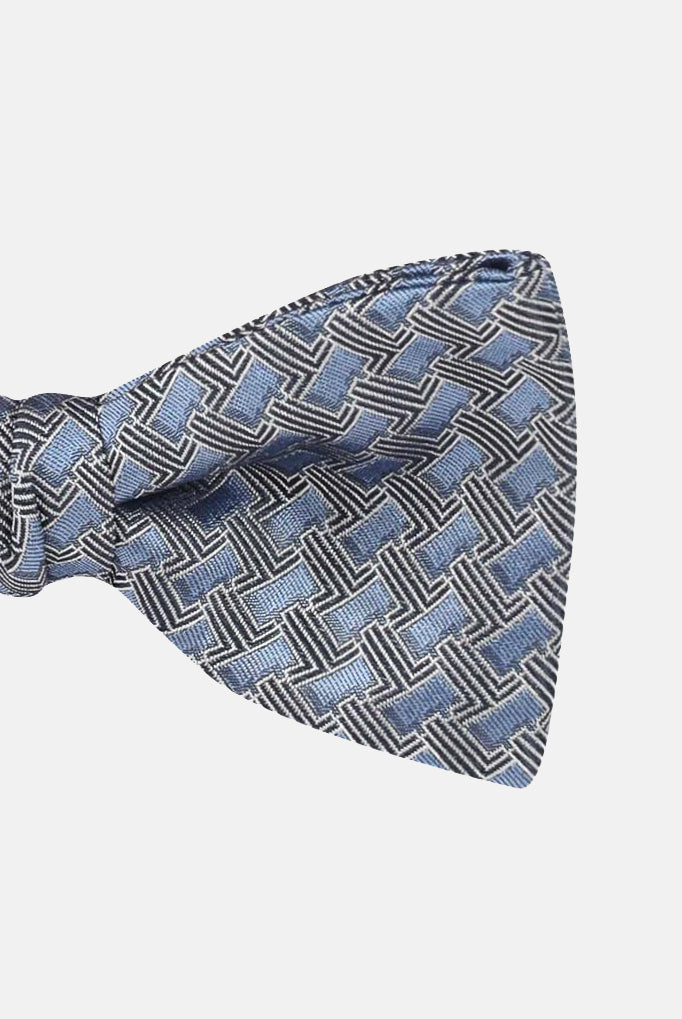 LANVIN Papillon in seta azzurro da uomo con micro monogramma L 2156/1P . LANVIN