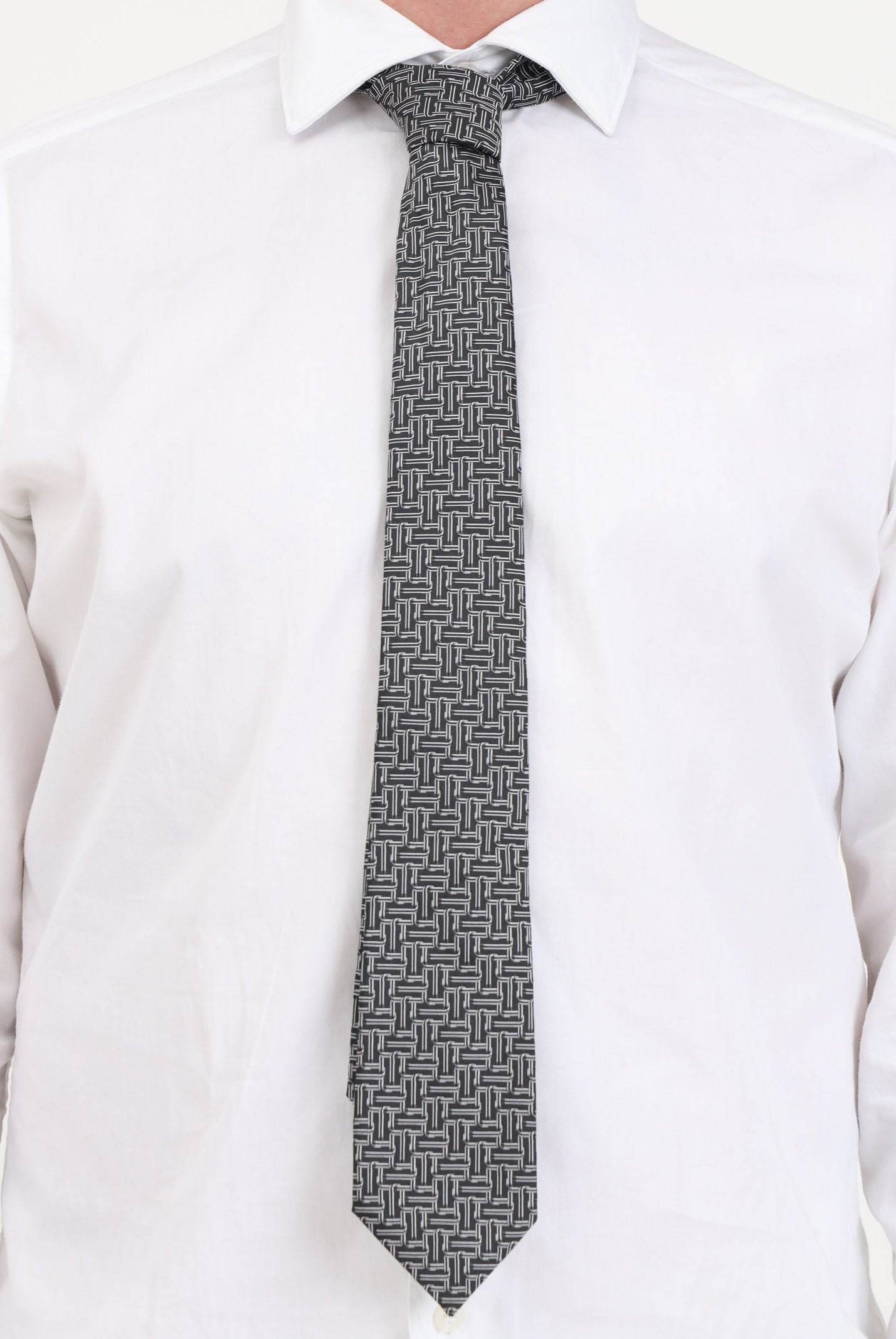 LANVIN Cravatta grigia da uomo con fantasia astratta <BR/> 3121 4 LANVIN