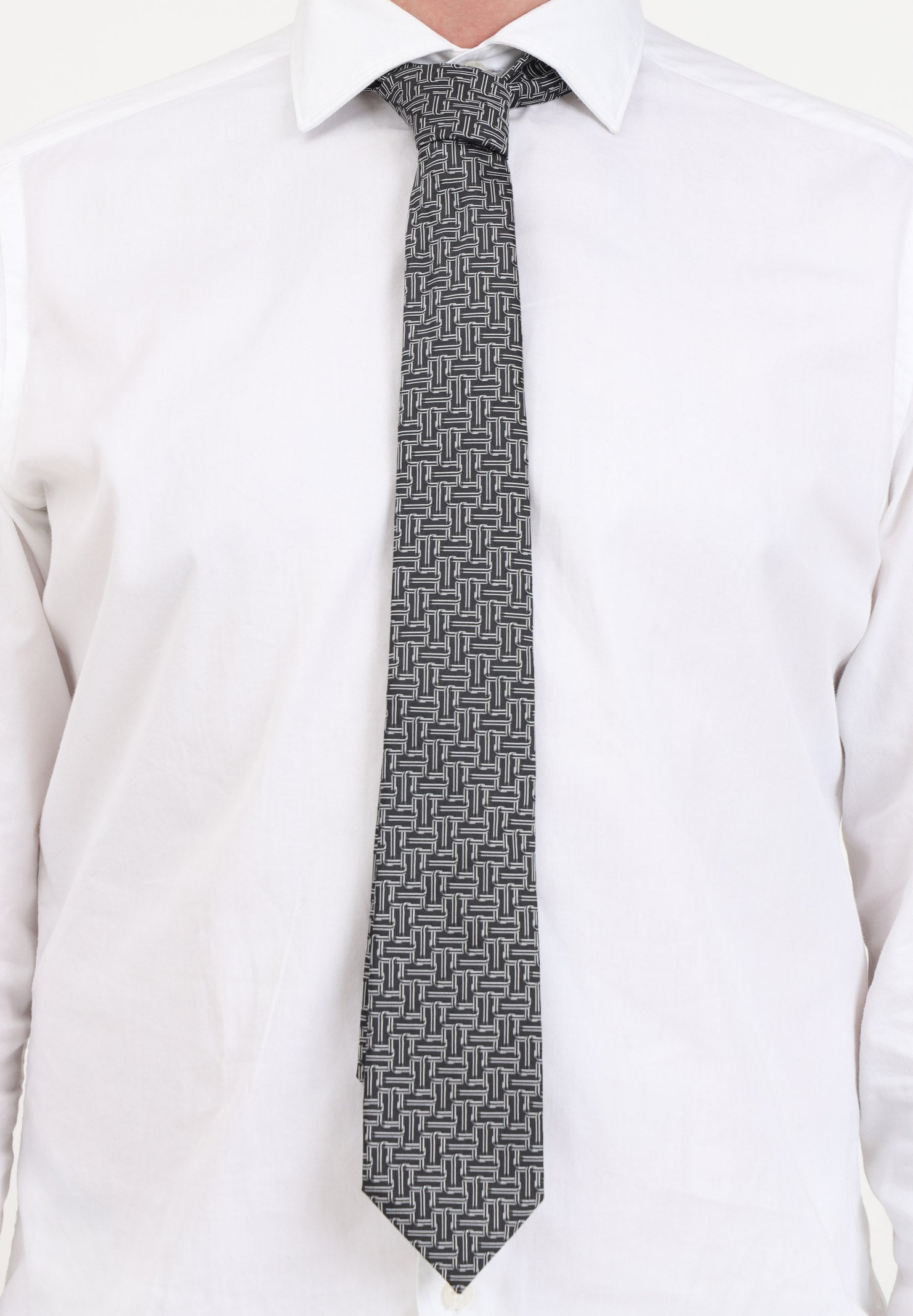 LANVIN Cravatta grigia da uomo con fantasia astratta <BR/> 3121 4 LANVIN