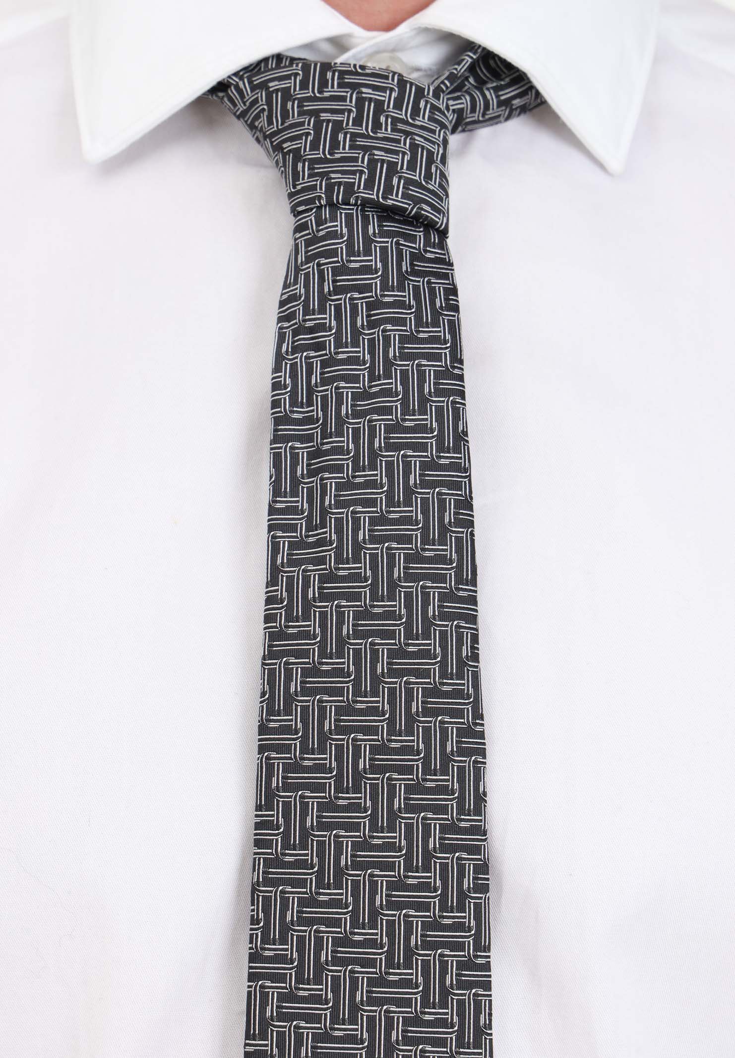 LANVIN Cravatta grigia da uomo con fantasia astratta <BR/> 3121 4 LANVIN