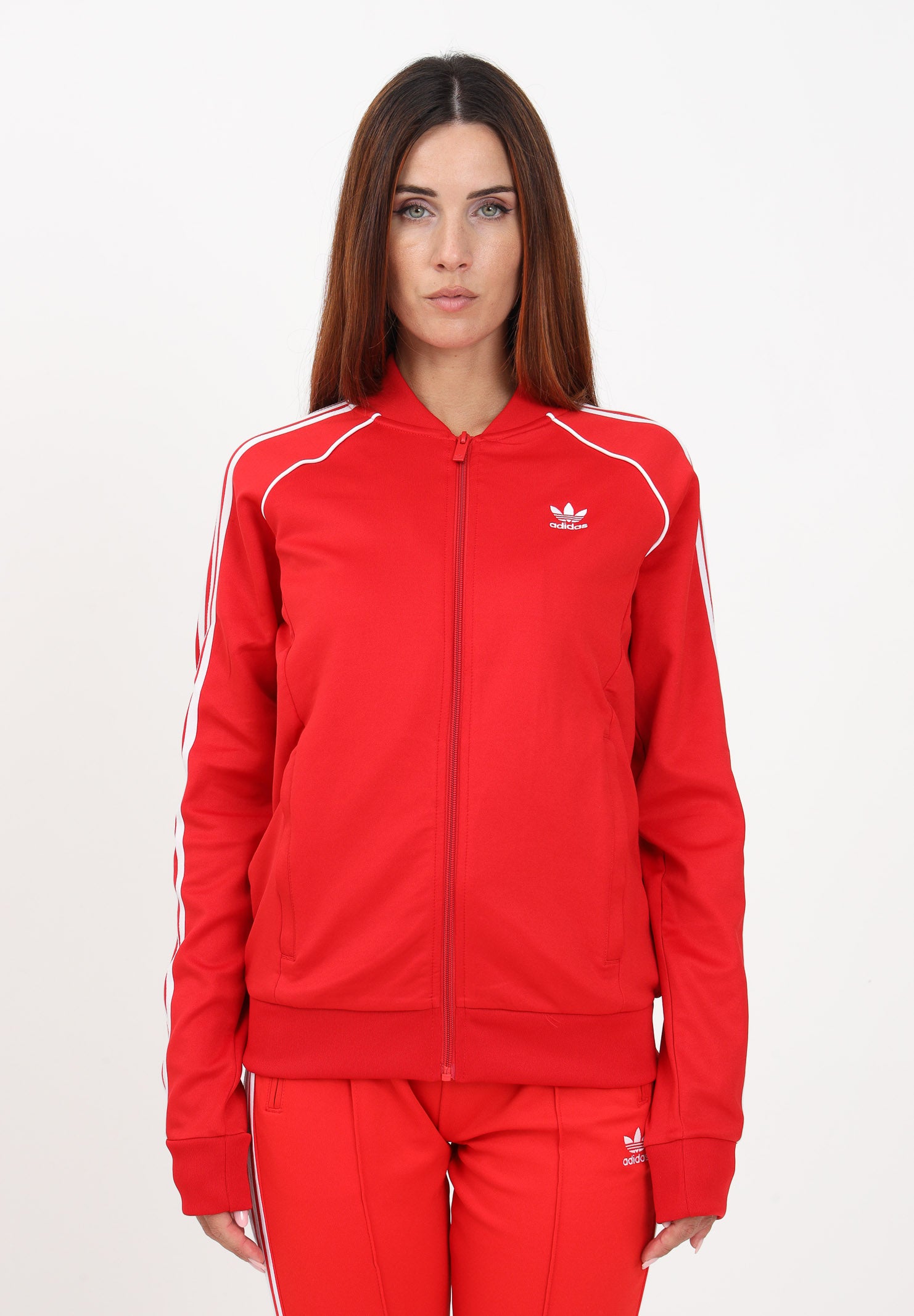 Felpa con zip Adicolor Classics SST rossa da donna IK4032 . ADIDAS ORIGINALS
