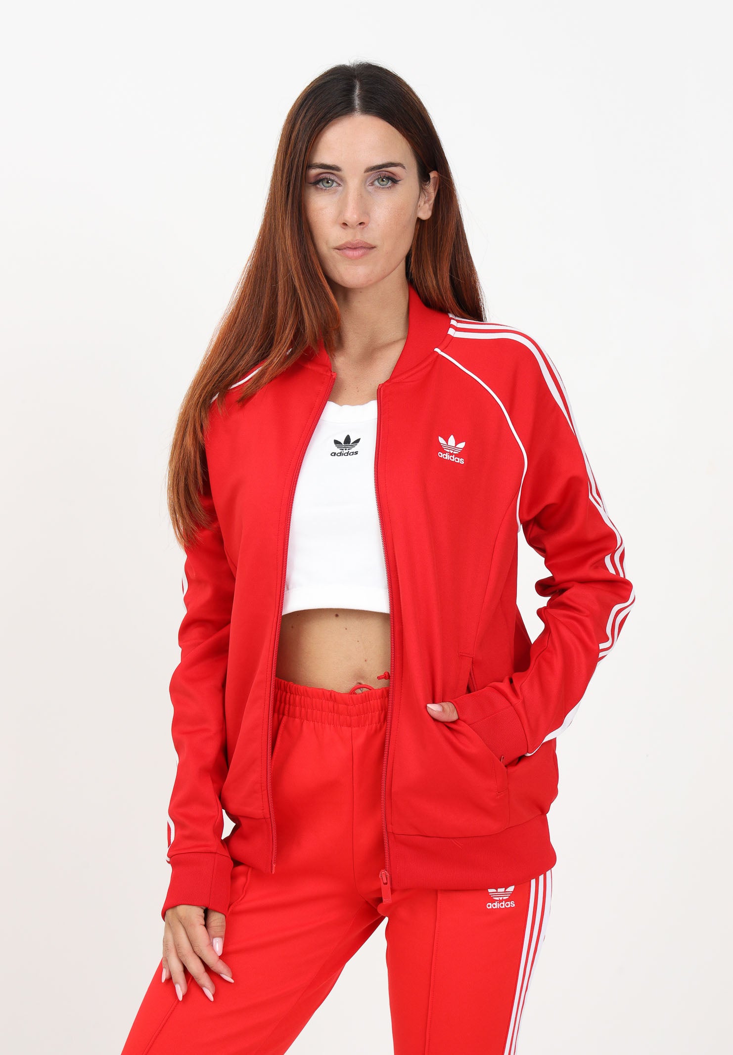 Felpa con zip Adicolor Classics SST rossa da donna IK4032 . ADIDAS ORIGINALS