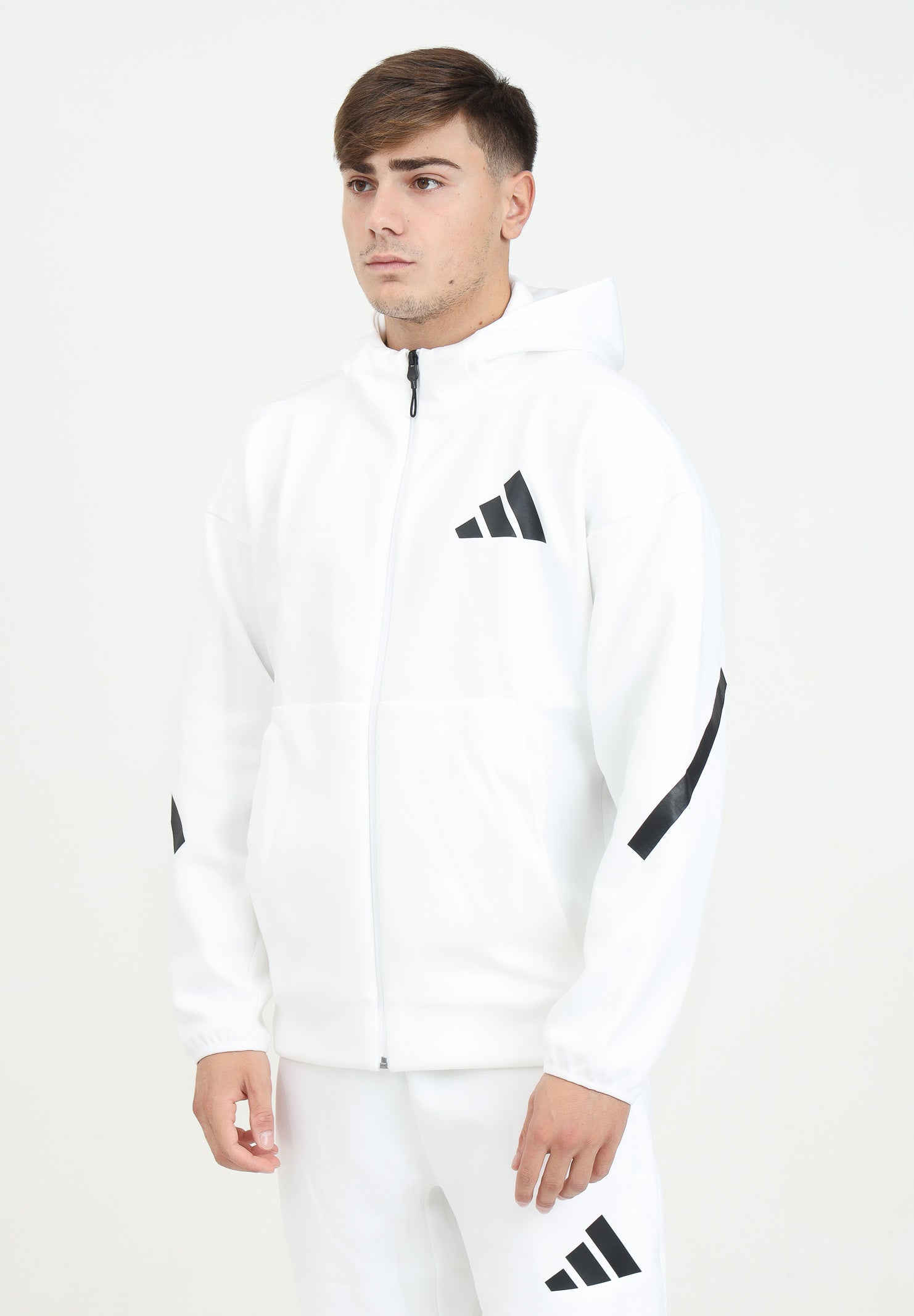 Felpa con zip New adidas Z.N.E. bianca da uomo JF2443 . ADIDAS PERFORMANCE