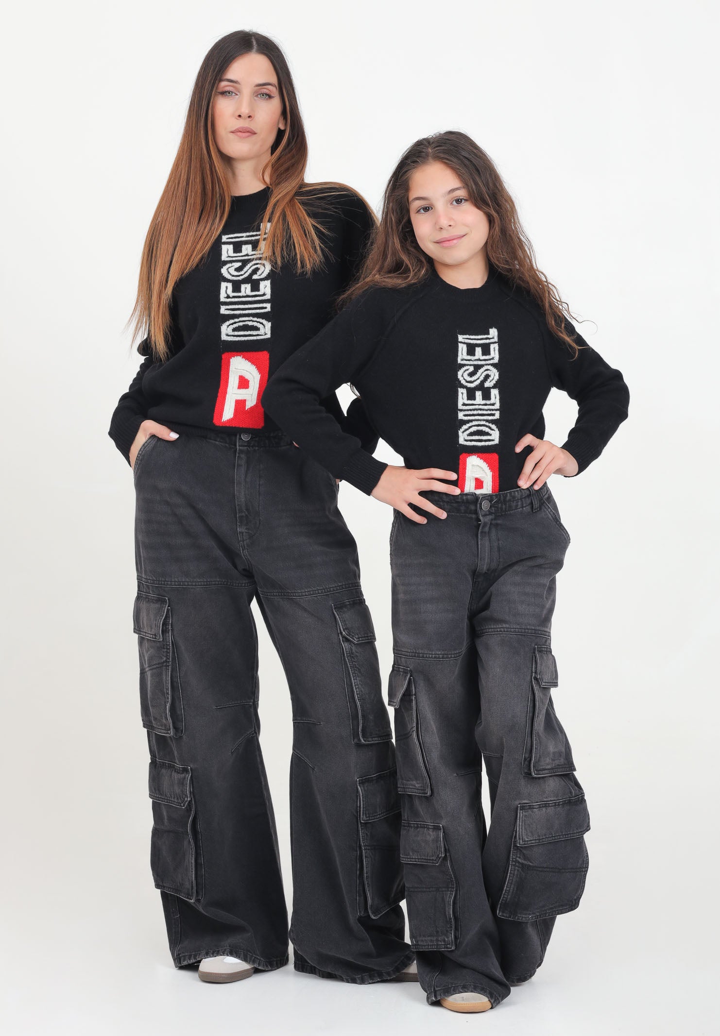 Jeans cargo nero per donna e bambina J01725KXBMM K02 DIESEL