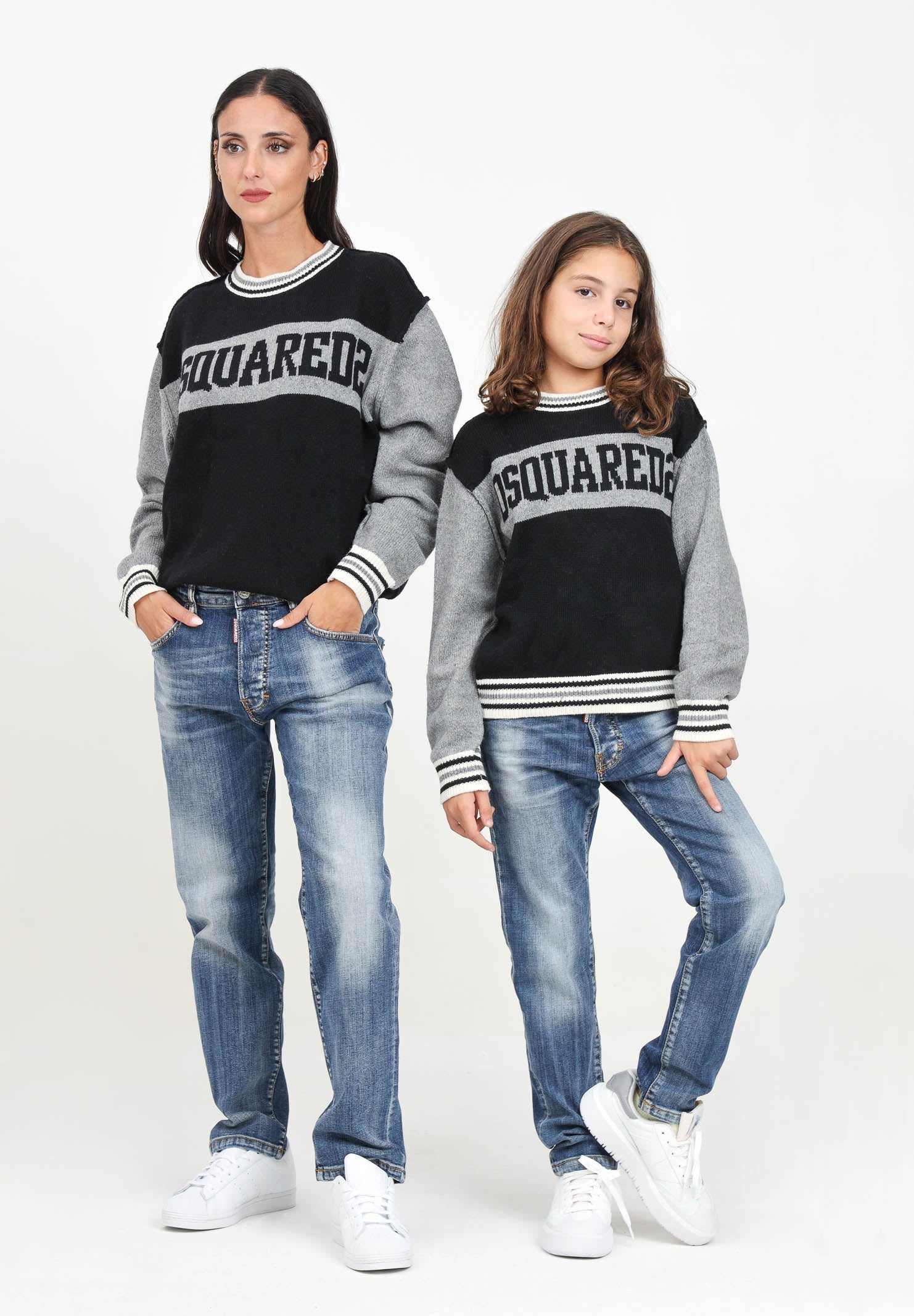 Jeans dritti a cinque tasche Stanislav in denim blu per donna e bambina DQ0731D0A98 DQ01 DSQUARED2