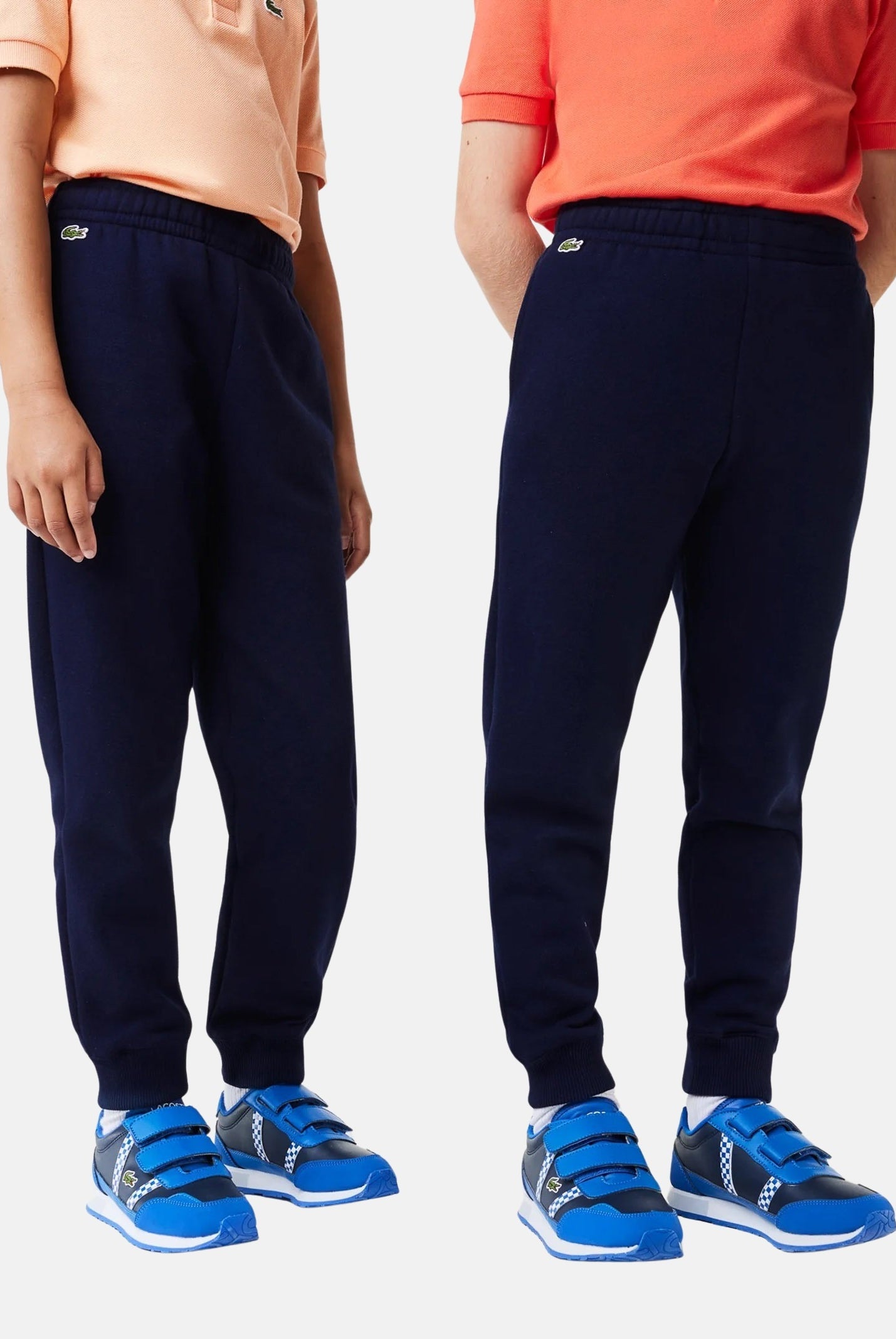 Pantalone sportivo blu per bambino e bambina rifinito da ricamo coccodrillo XJ9728 166 LACOSTE