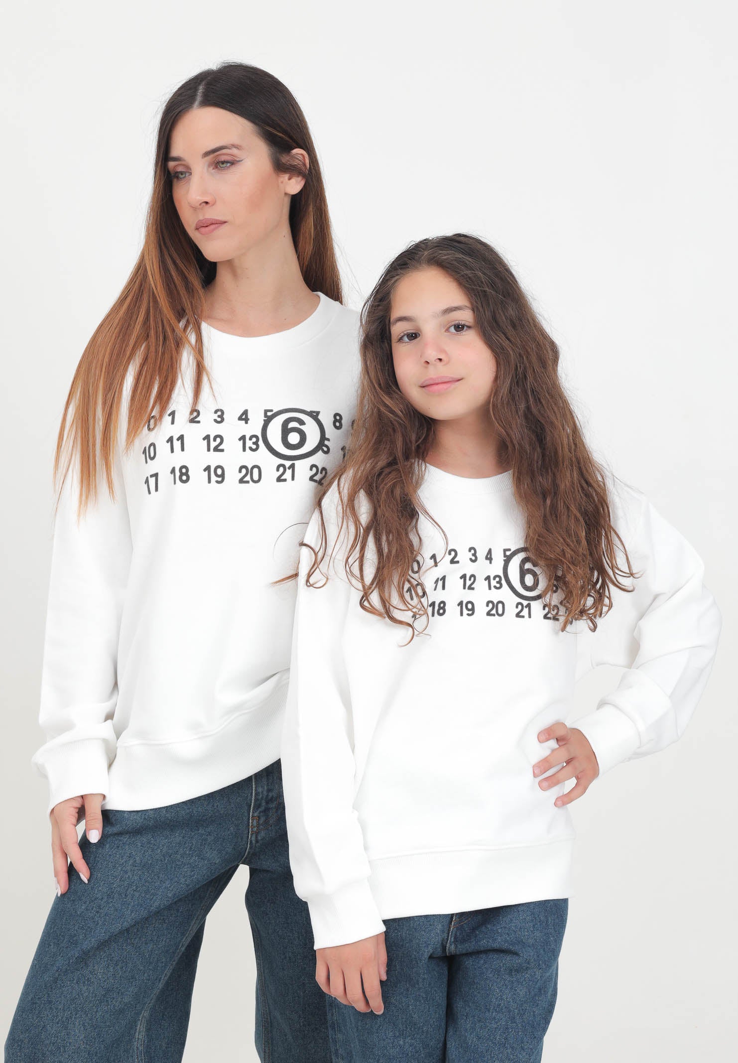 Felpa girocollo bianca per donna e bambina con stampa Numerique M60681MM006 M6102 MAISON MARGIELA