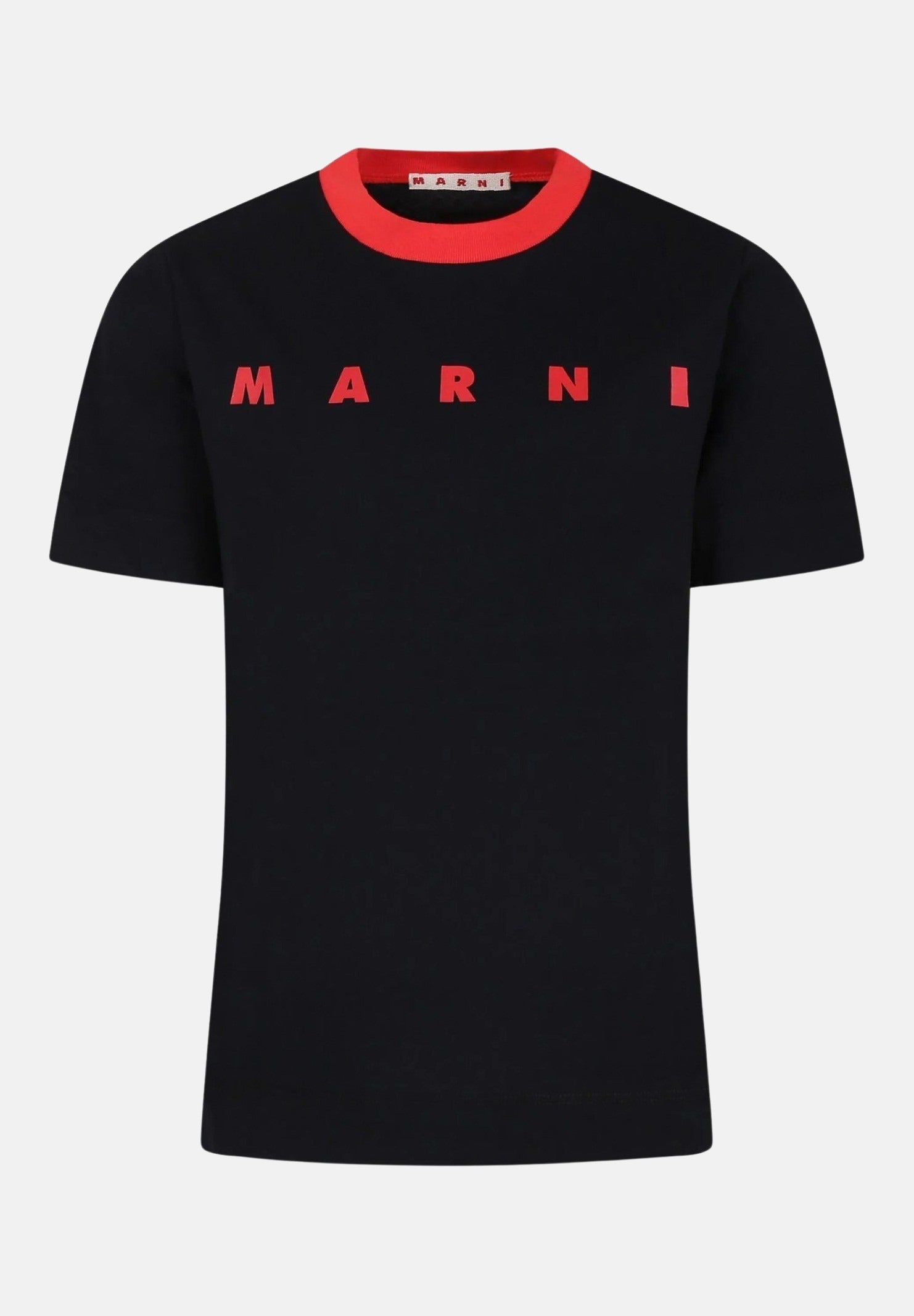 T-shirt a manica corta nera per donna e bambina con stampa logo M01228M00L9 0M900 MARNI