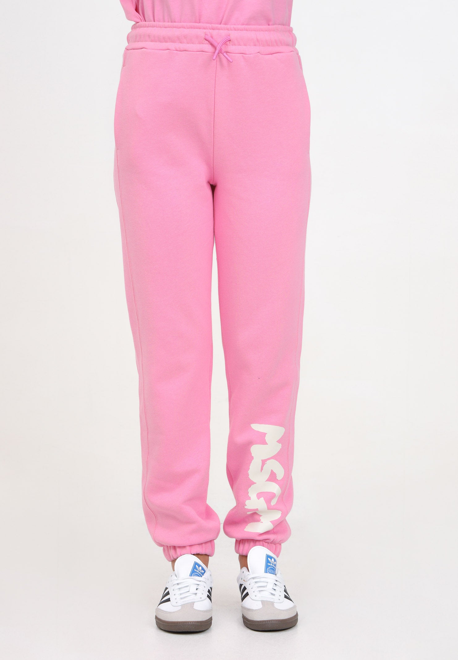 Pantalone sportivo rosa per donna e bambina rifinito da stampa logo F4MSJUFP063 042 MSGM