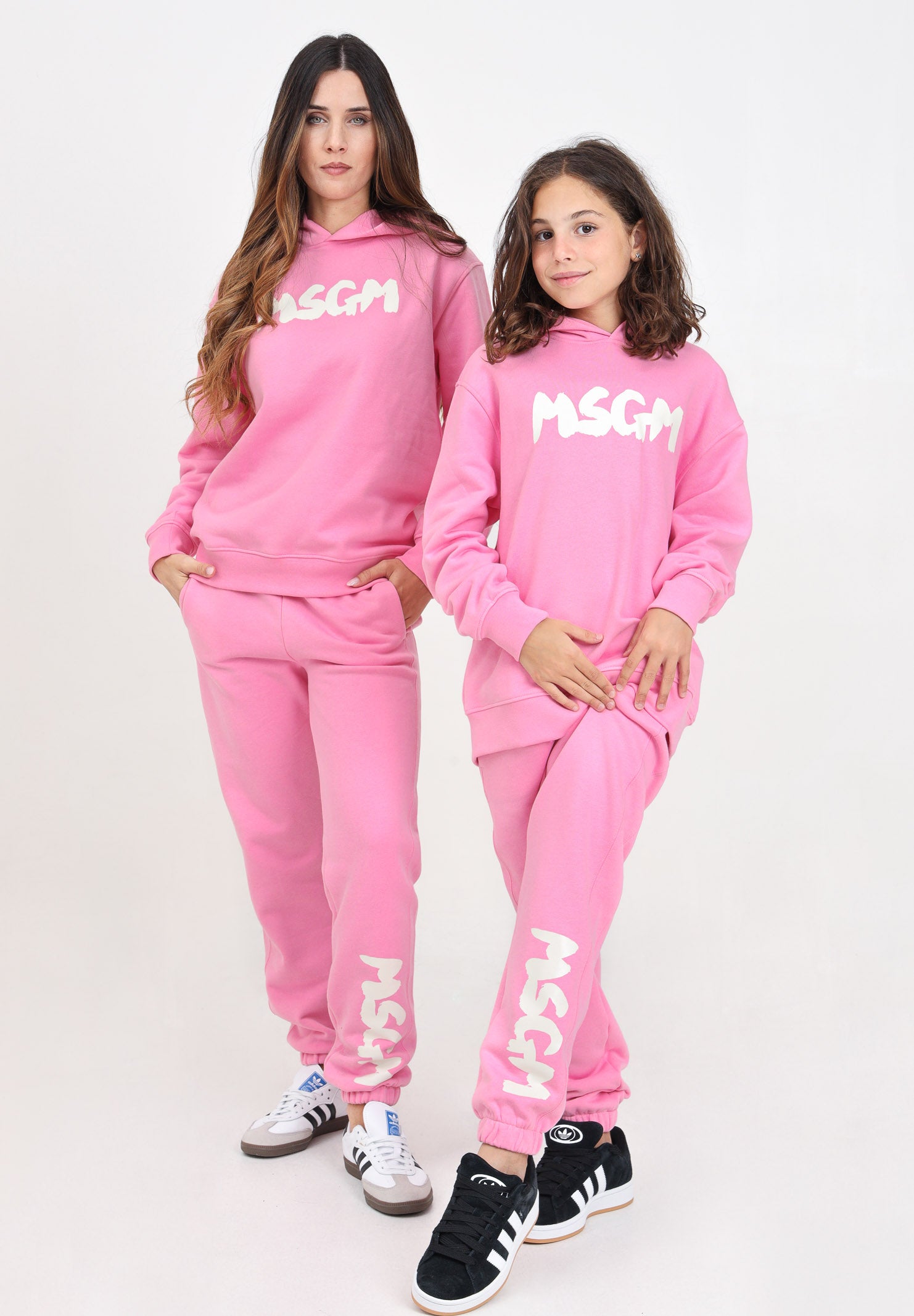 Pantalone sportivo rosa per donna e bambina rifinito da stampa logo F4MSJUFP063 042 MSGM