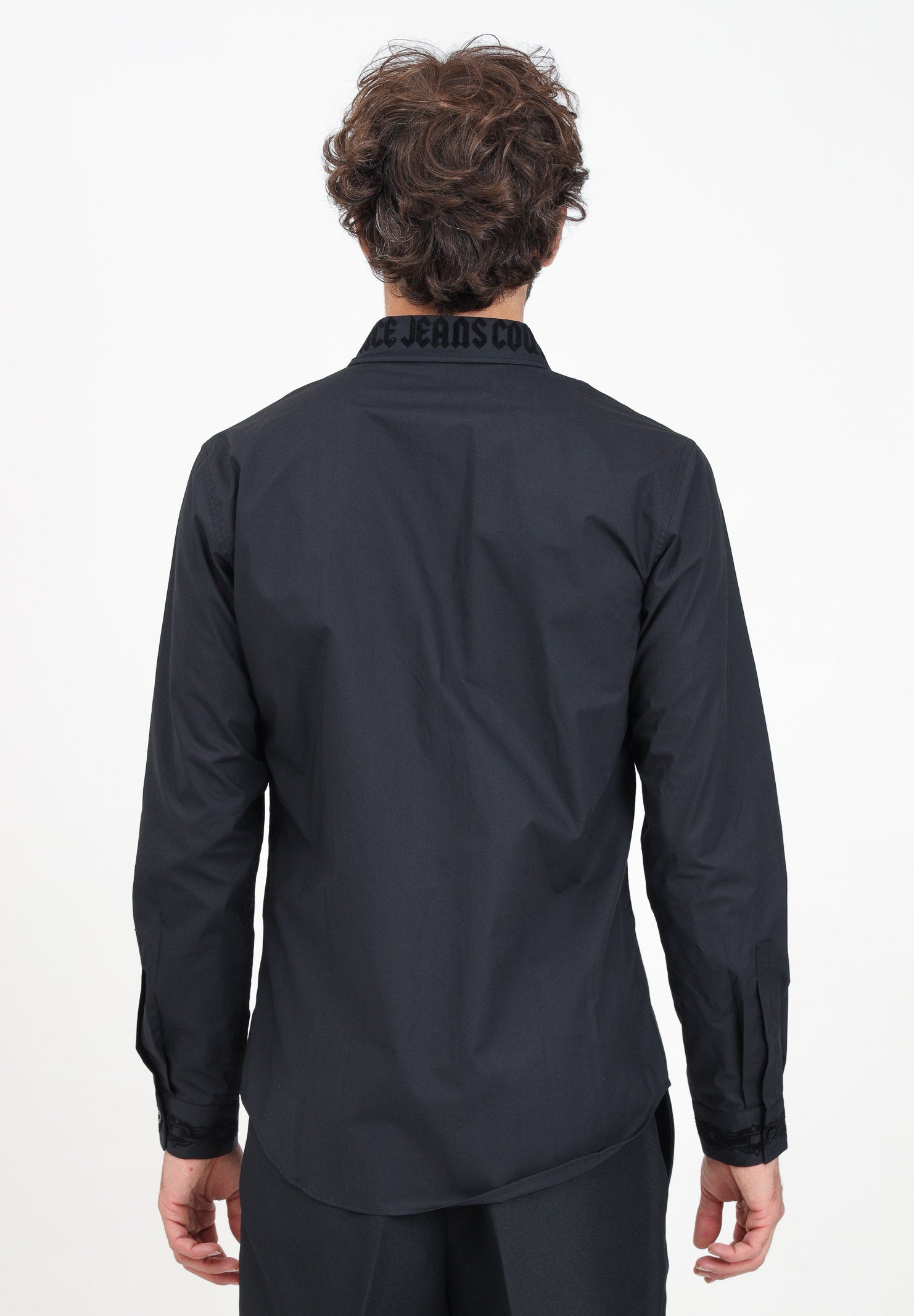 Camicia elegante nera da uomo con logo in stile gotico 77GALYS5CN002 899 VERSACE JEANS COUTURE