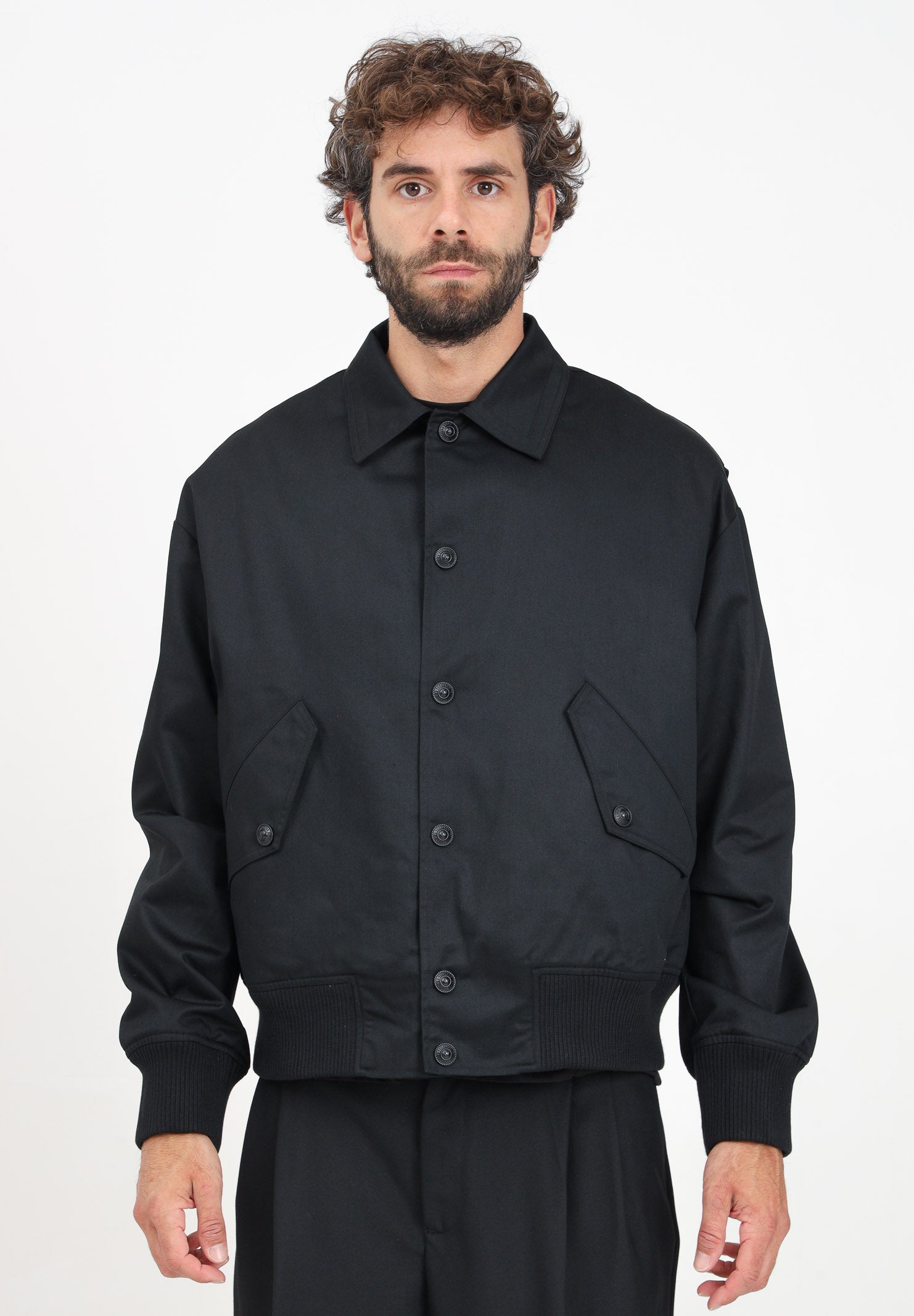 Giubbotto nero da uomo con smanicato rimovibile 77GASD19CN01D 899 VERSACE JEANS COUTURE