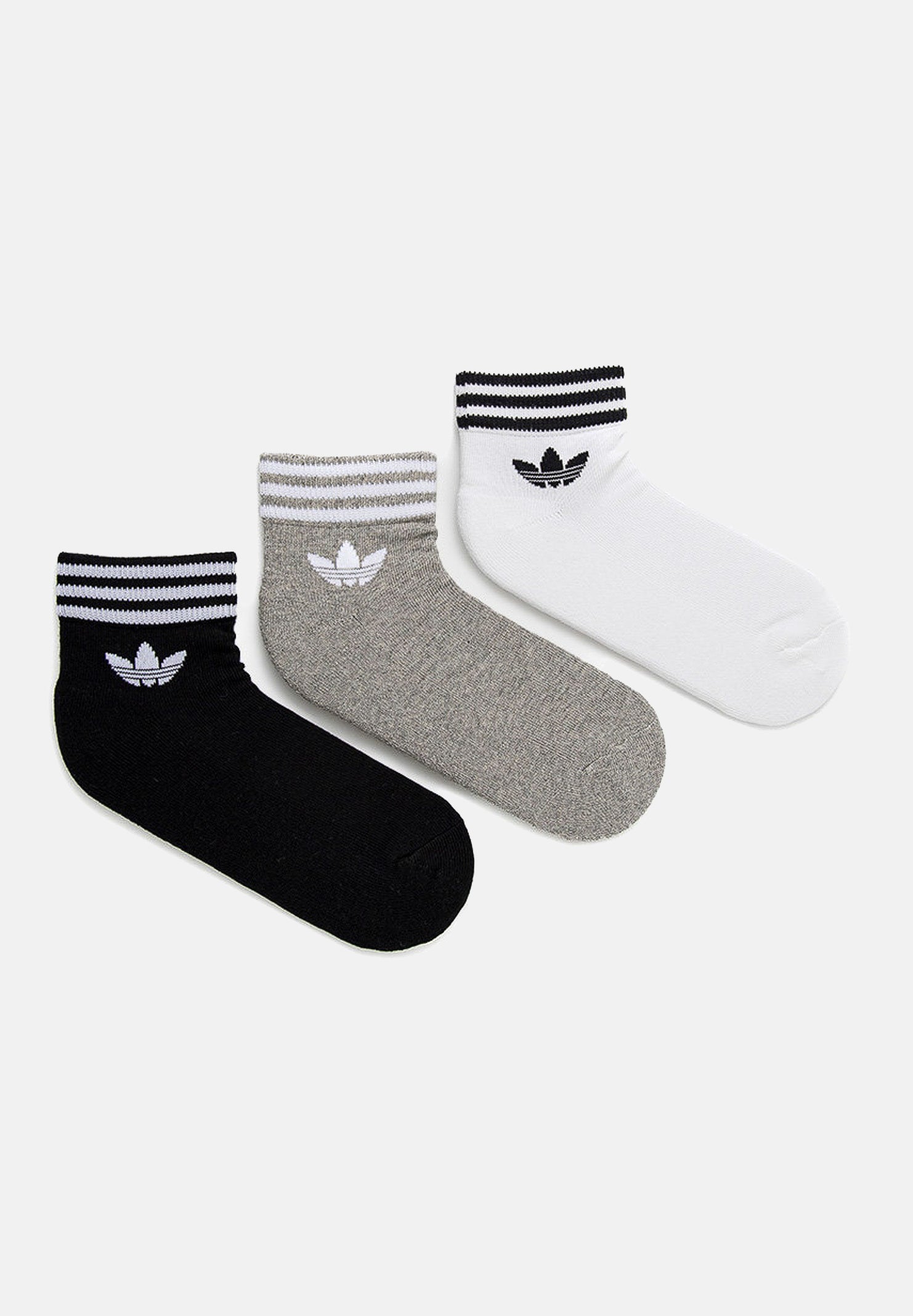 ADIDAS ORIGINALS Calzini (3 paia) Trefoil bianchi, grigi e neri per bambino e bambina HC9550 . ADIDAS ORIGINALS