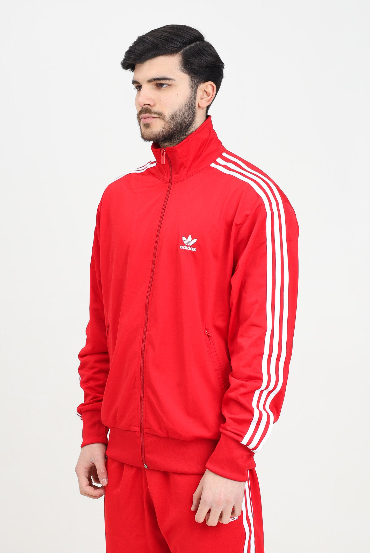 ADIDAS ORIGINALS Felpa con zip Adicolor Classics Firebird rossa da uomo IJ7060 . ADIDAS ORIGINALS