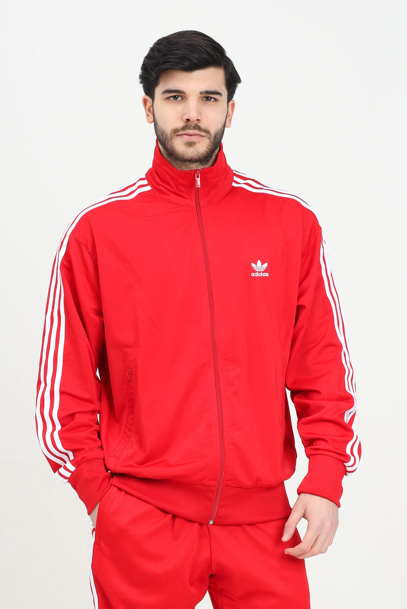 ADIDAS ORIGINALS Felpa con zip Adicolor Classics Firebird rossa da uomo IJ7060 . ADIDAS ORIGINALS