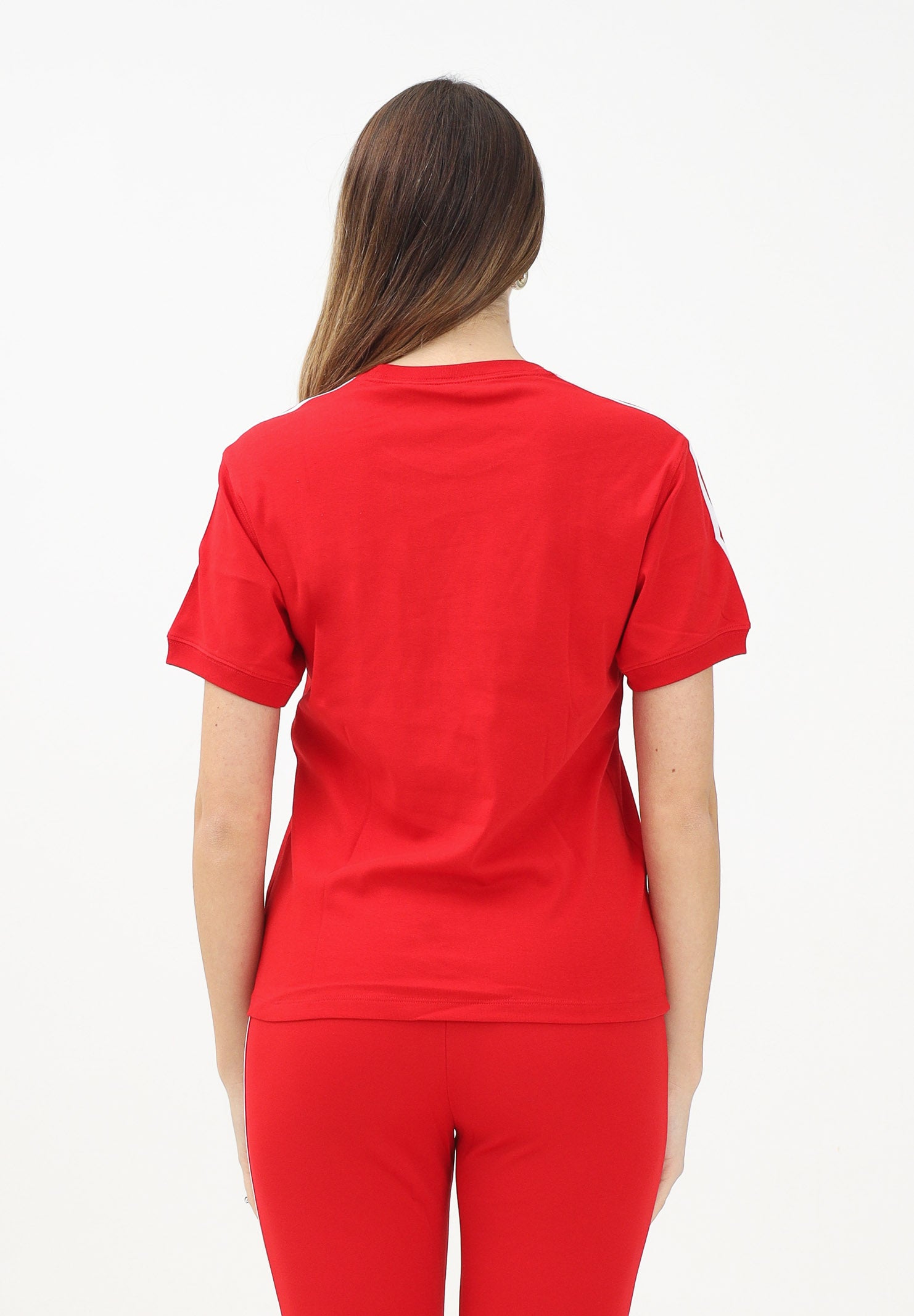 ADIDAS ORIGINALS T-shirt a manica corta 3-Stripes rossa da donna IR8050 . ADIDAS ORIGINALS