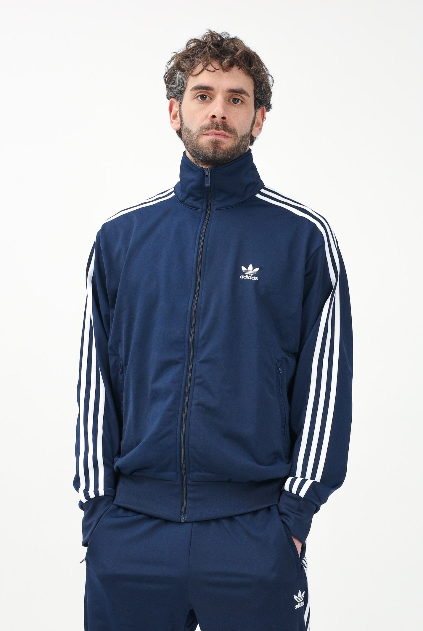 ADIDAS ORIGINALS Felpa con zip adicolor Classics Firebird blu da uomo IR9893 . ADIDAS ORIGINALS