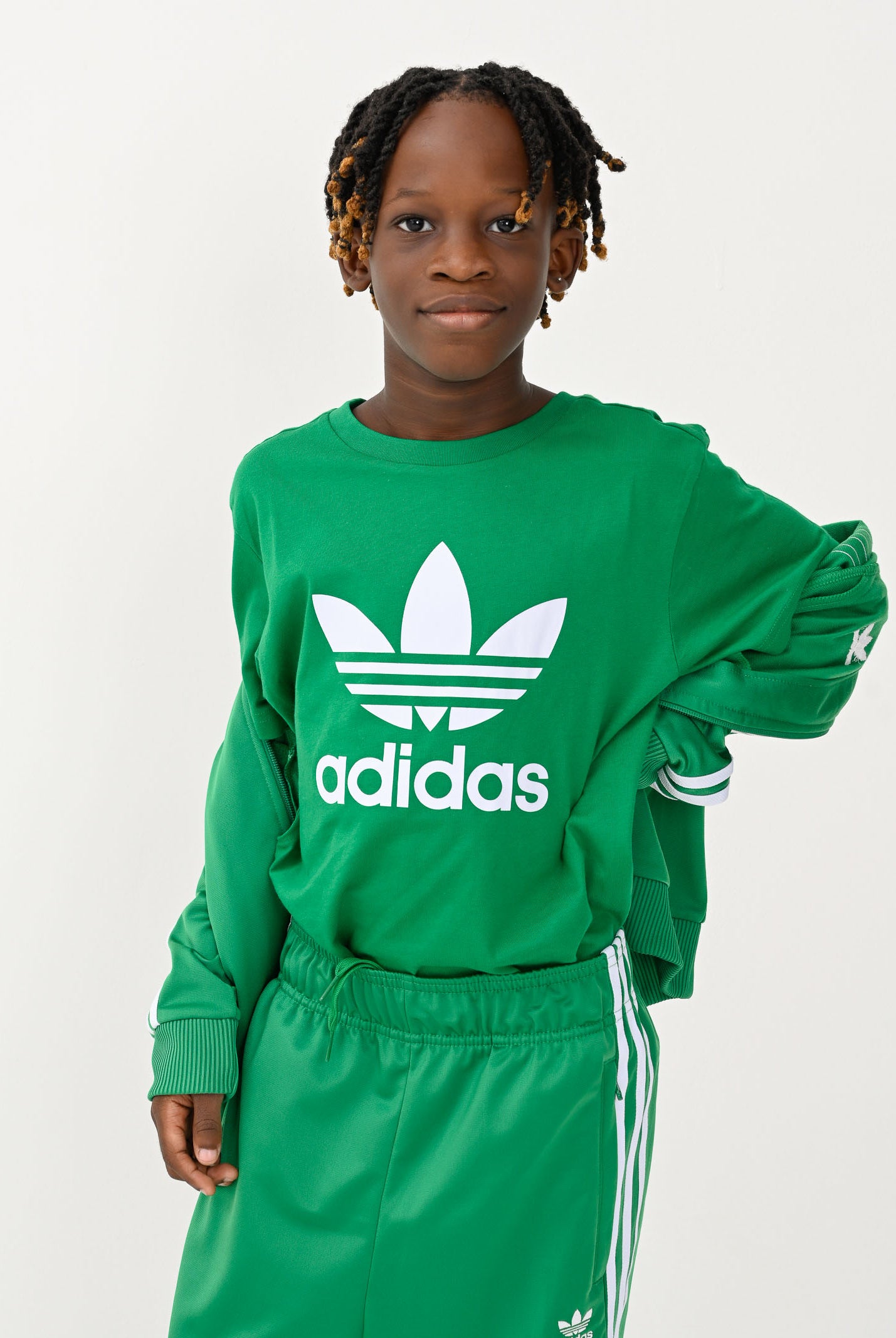 ADIDAS ORIGINALS T-shirt a manica corta Trefoil verde per bambino e bambina IY4003 . ADIDAS ORIGINALS