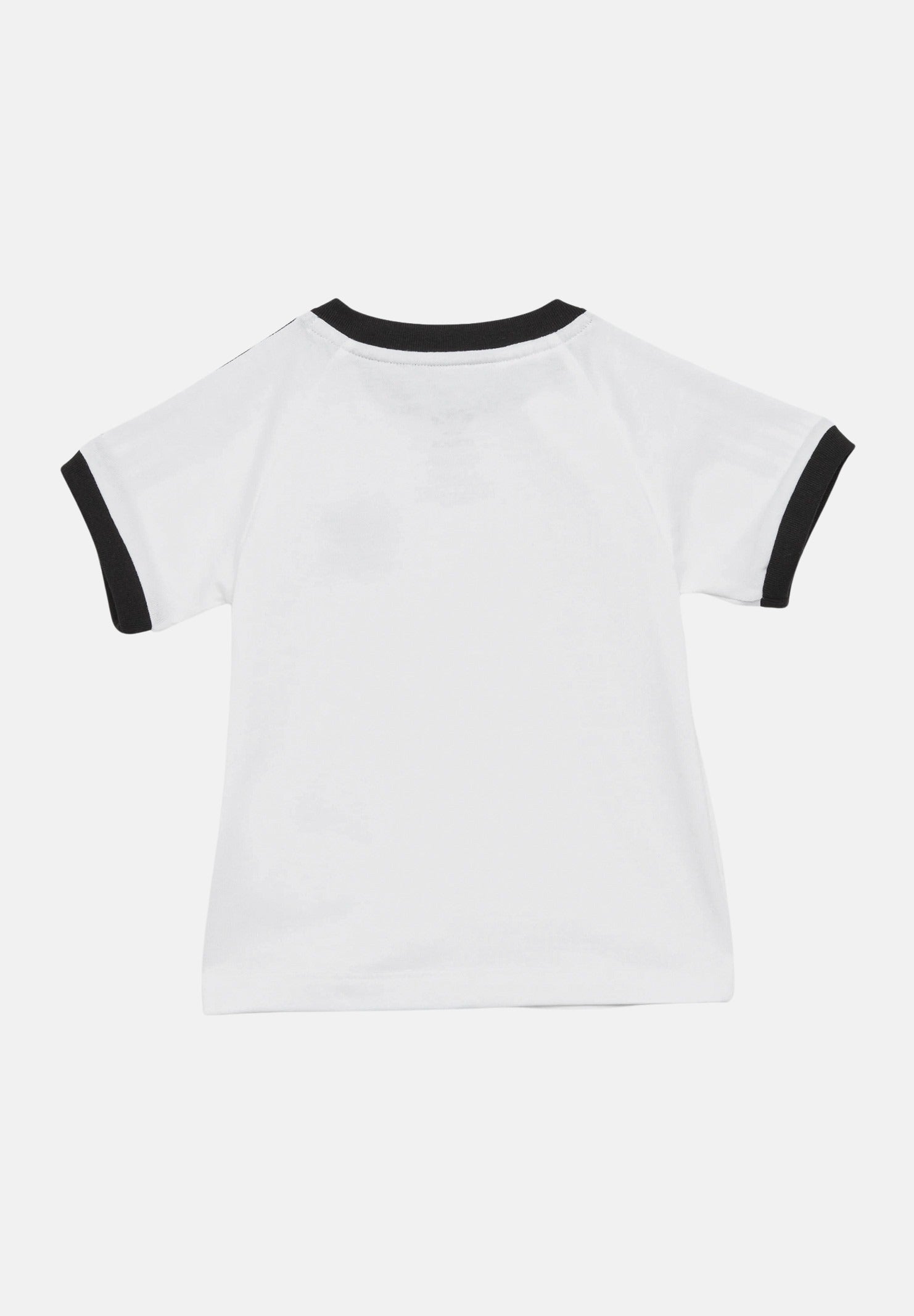 ADIDAS ORIGINALS T-shirt a manica corta 3 Stripes bianca e nera da neonato JE0519 . ADIDAS ORIGINALS