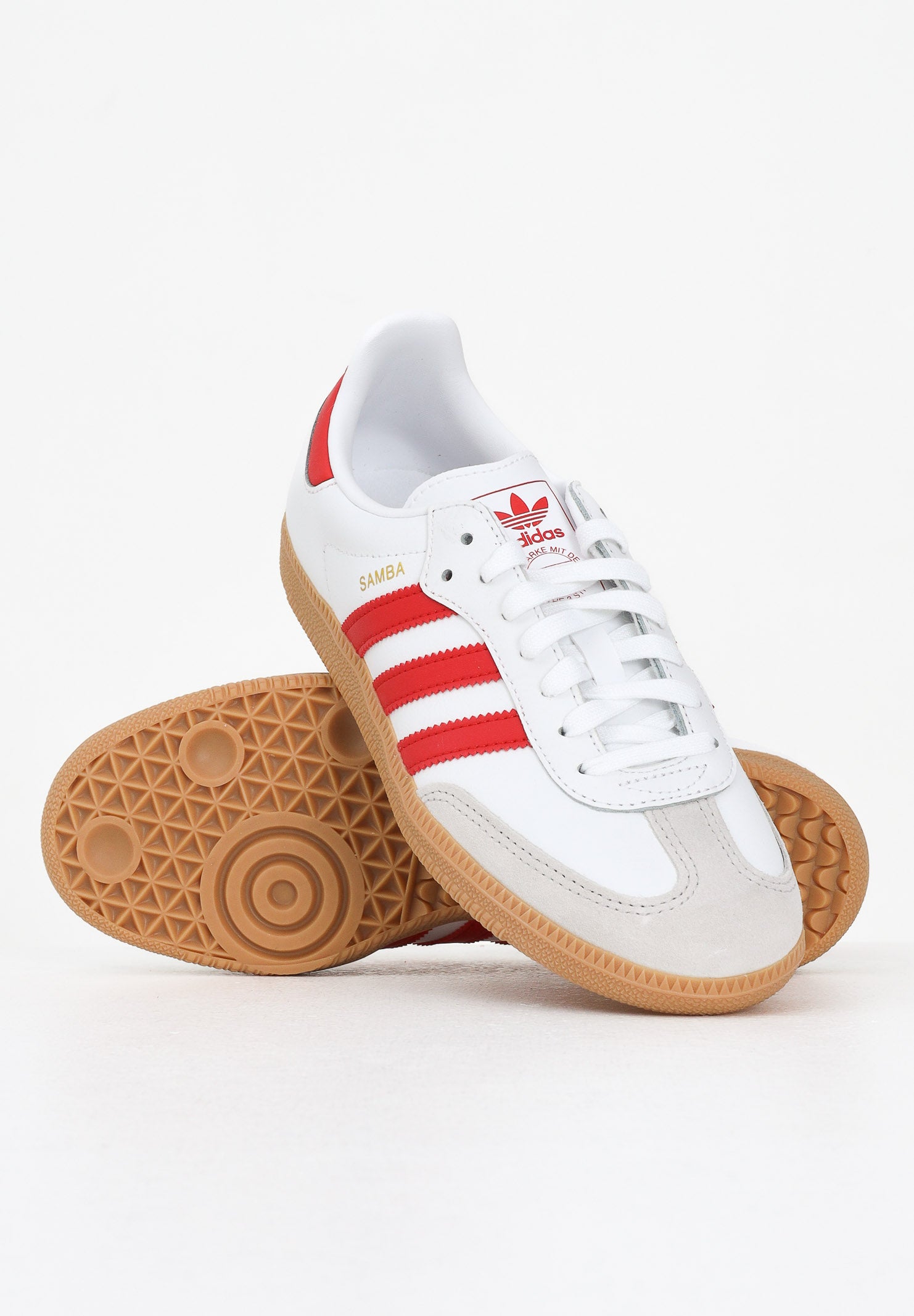 ADIDAS ORIGINALS Sneakers Samba OG bianche e rosse per uomo e donna JQ2833 . ADIDAS ORIGINALS