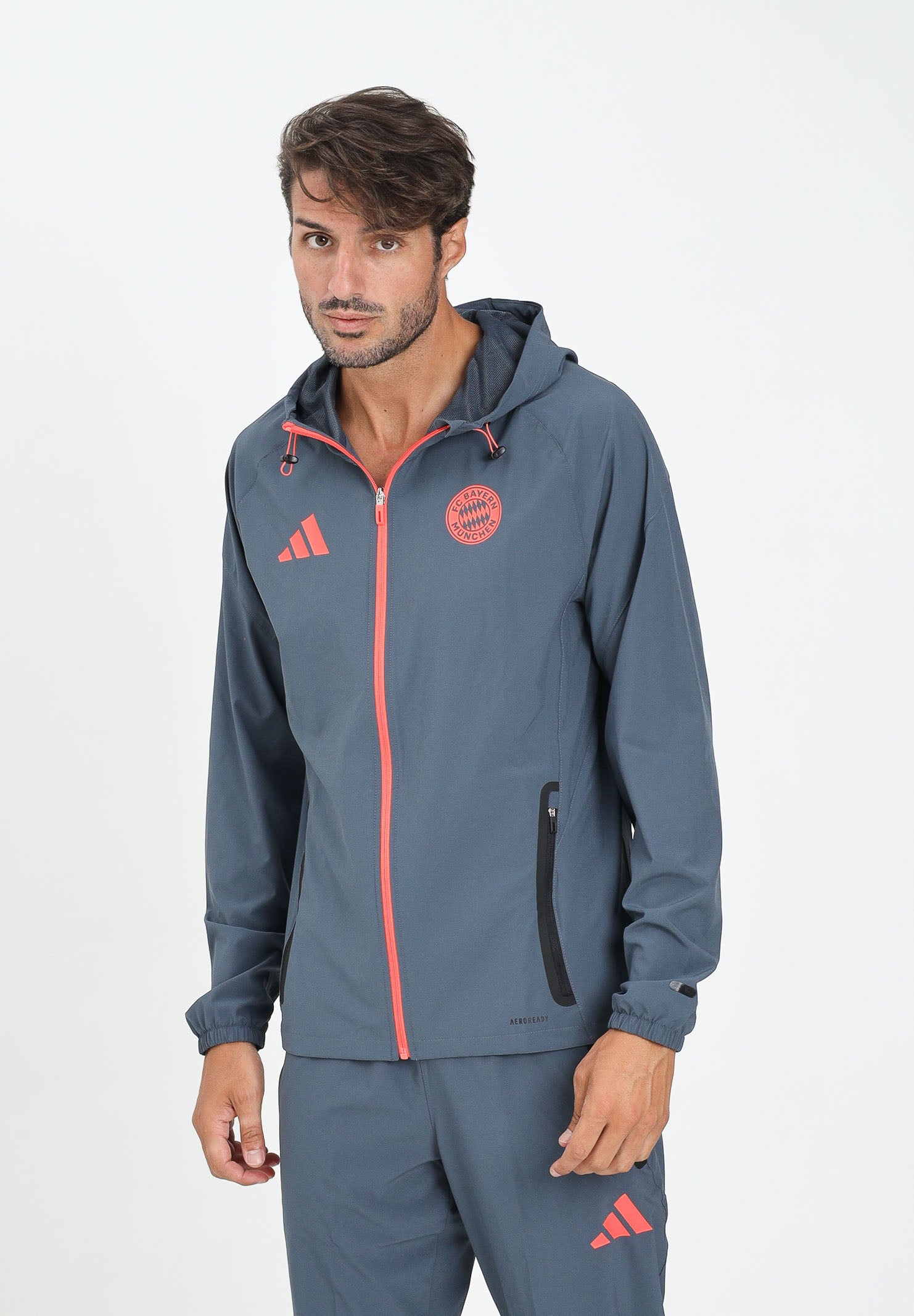 ADIDAS ORIGINALS Felpa con zip FC Bayern Tiro 25 Competition Vis grigia da uomo JV5343 . ADIDAS ORIGINALS