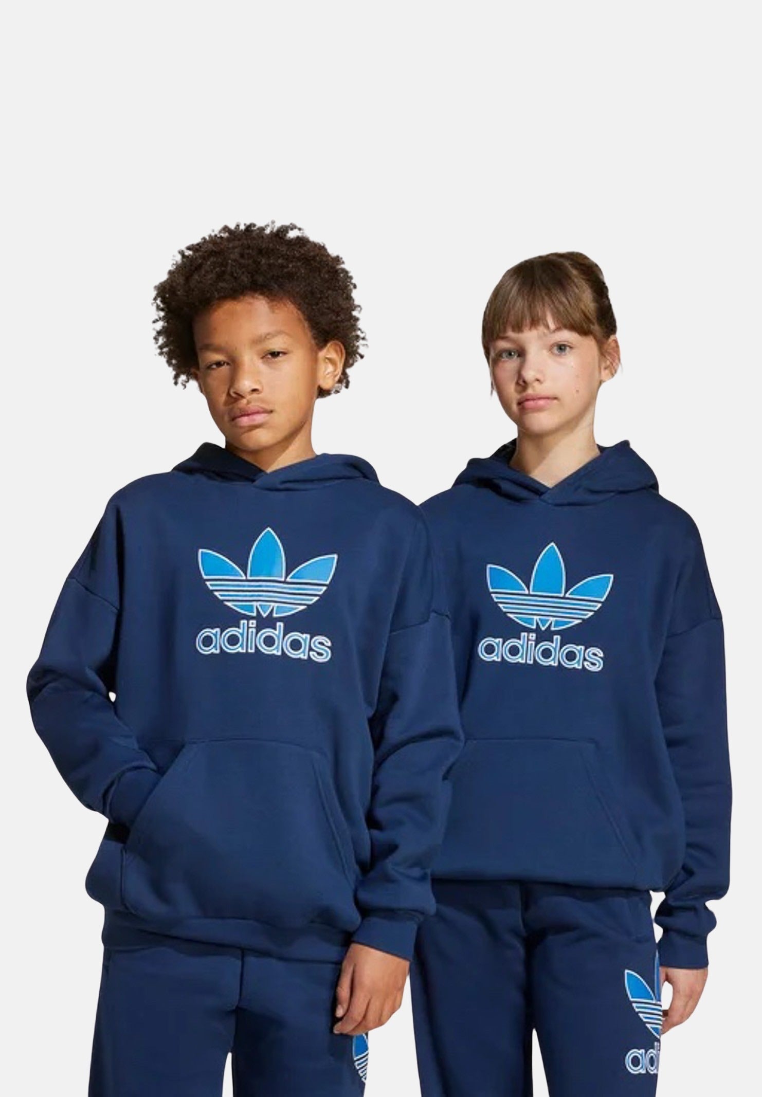 ADIDAS ORIGINALS Felpa con cappuccio Trefoil blu per bambino e bambina JV8651 . ADIDAS ORIGINALS