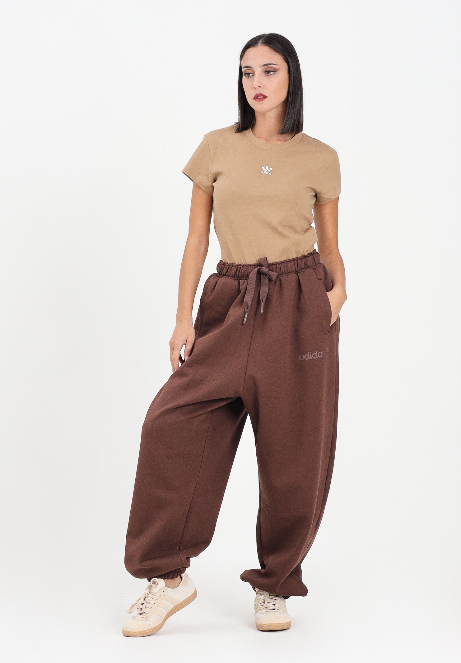 ADIDAS ORIGINALS Pantalone sportivo Essentials Linear Jogger Oversized marrone da donna JW0986 . ADIDAS ORIGINALS
