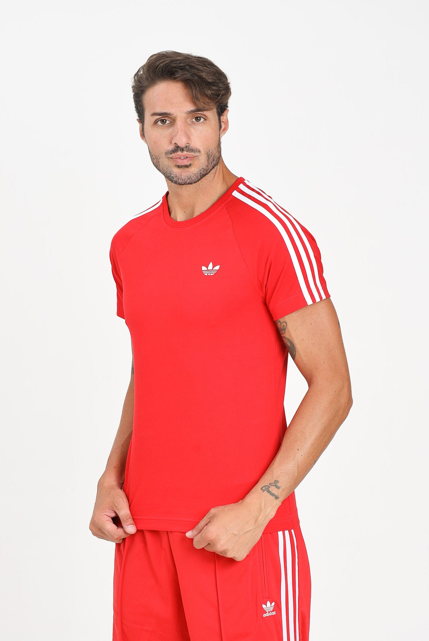 ADIDAS ORIGINALS T-shirt a manica corta Adicolor Trefoil rossa da uomo JX1545 . ADIDAS ORIGINALS