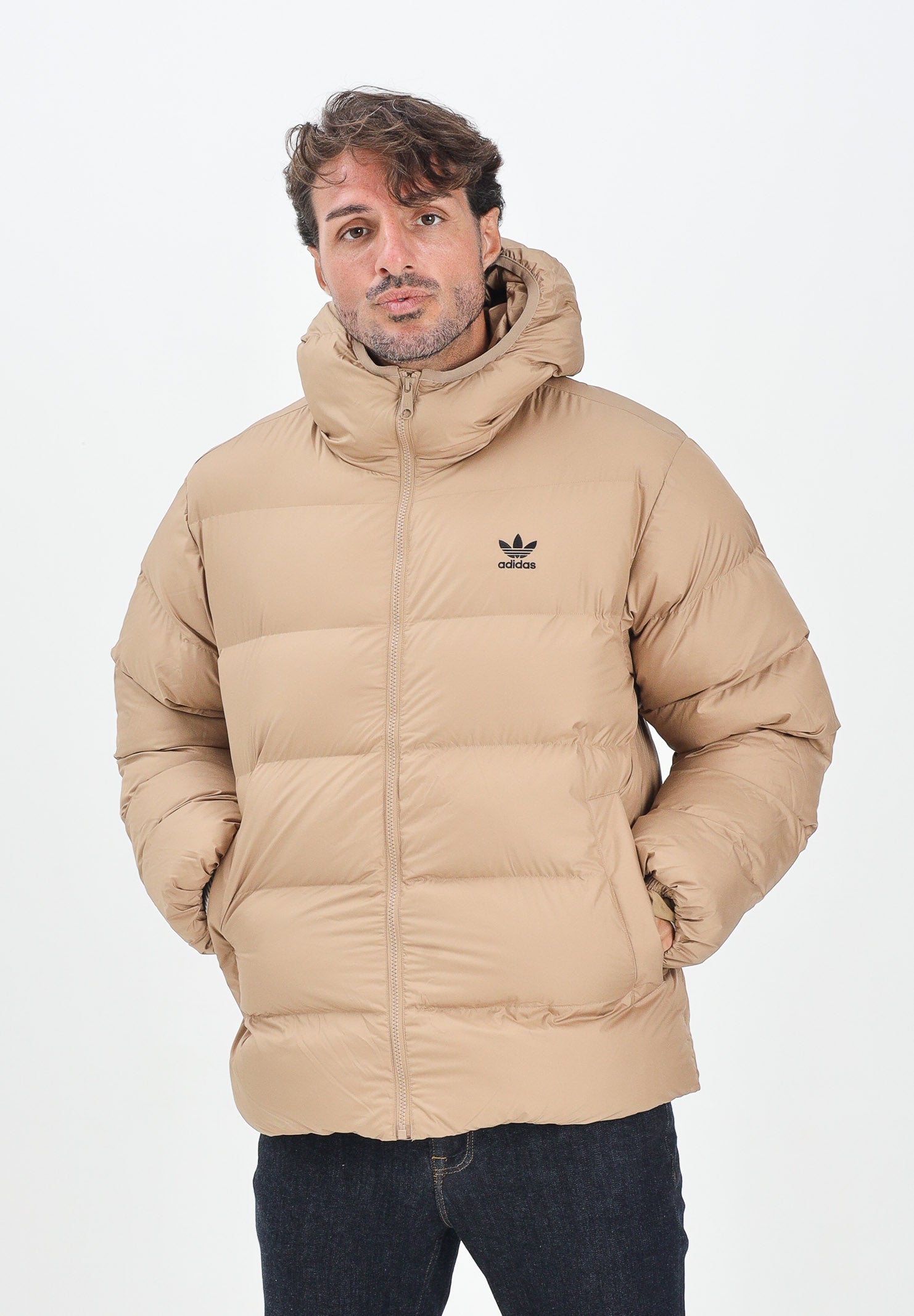 ADIDAS ORIGINALS Piumino Tonal Hooded Puffer beige da uomo JX4121 . ADIDAS ORIGINALS