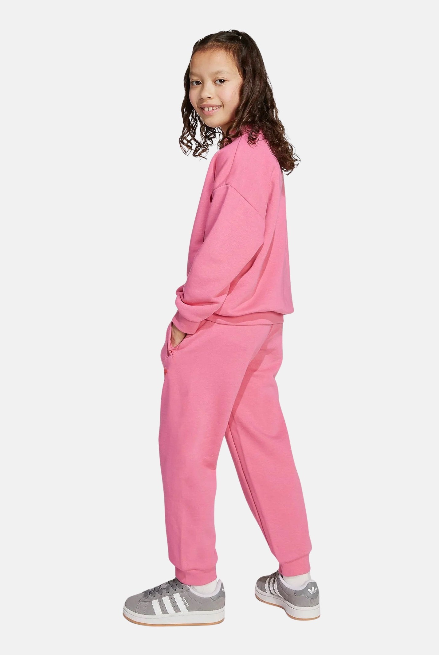 ADIDAS ORIGINALS Tuta Trefoil Crew rosa da bambina JY1152 . ADIDAS ORIGINALS