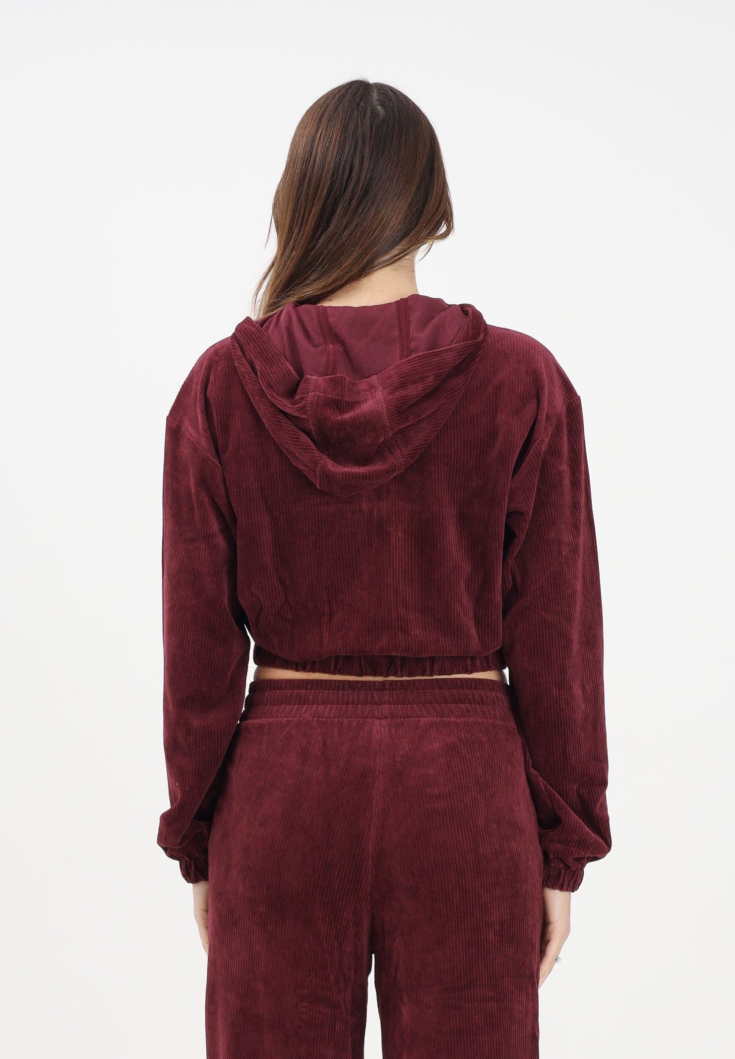 ADIDAS ORIGINALS Felpa con zip Essentials Chenile bordeaux da donna KE1119 . ADIDAS ORIGINALS