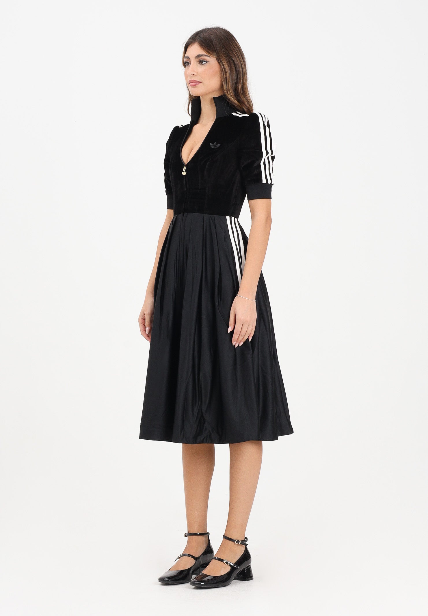 ADIDAS ORIGINALS Abito midi DIRNDL nero da donna KF2302 . ADIDAS ORIGINALS