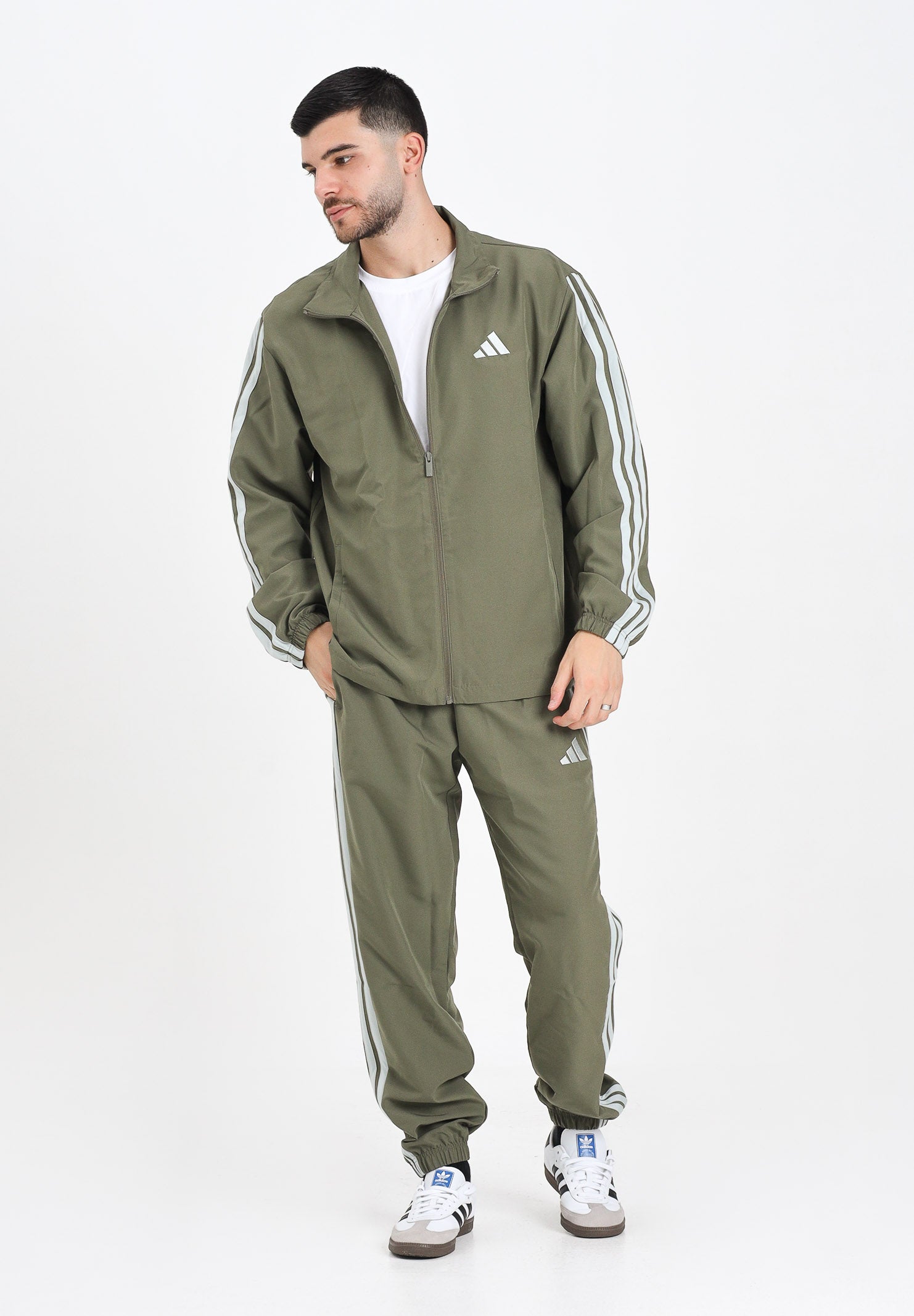 ADIDAS PERFORMANCE Tuta Sportswear Basic 3-Stripes Woven verde da uomo JI8850 . ADIDAS PERFORMANCE