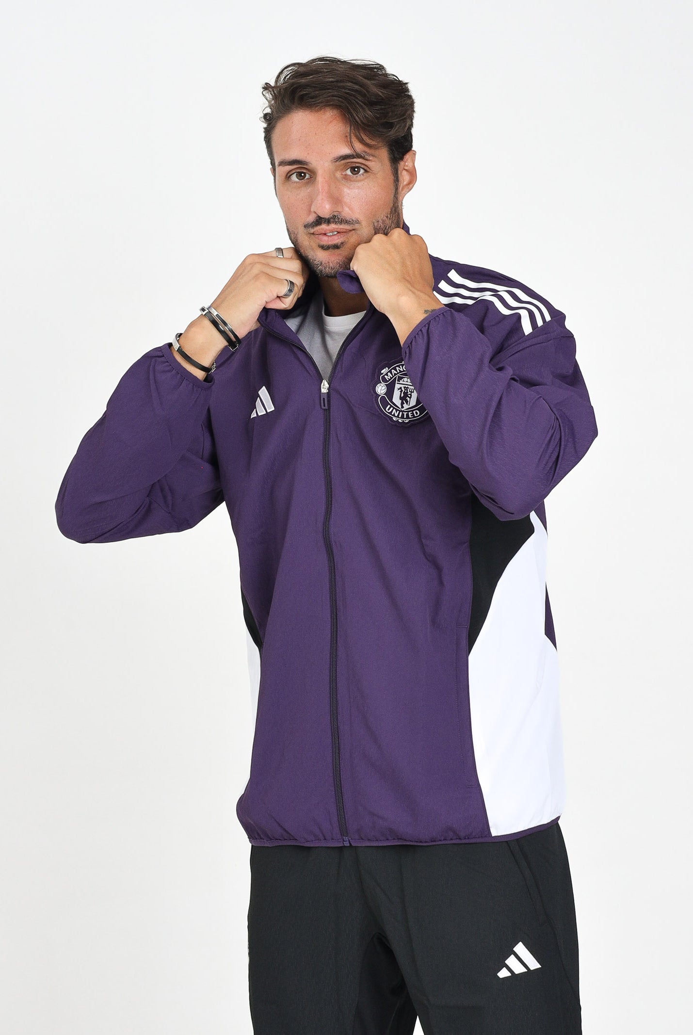 ADIDAS PERFORMANCE Felpa con zip Manchester United Tiro 25 Competition viola da uomo JP3107 . ADIDAS PERFORMANCE