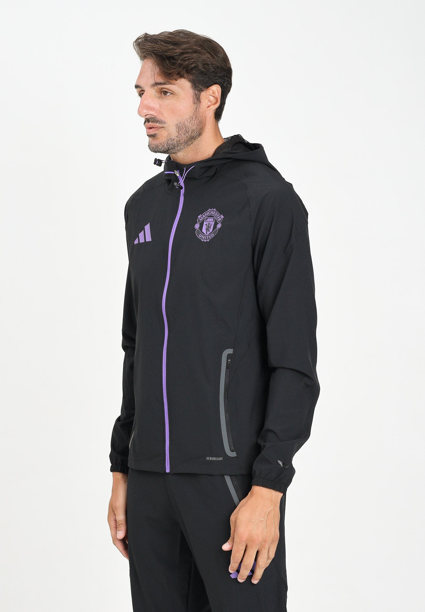 ADIDAS ORIGINALS Felpa con zip Manchester United Tiro 25 Competition Vis nera da uomo JV5351 . ADIDAS PERFORMANCE