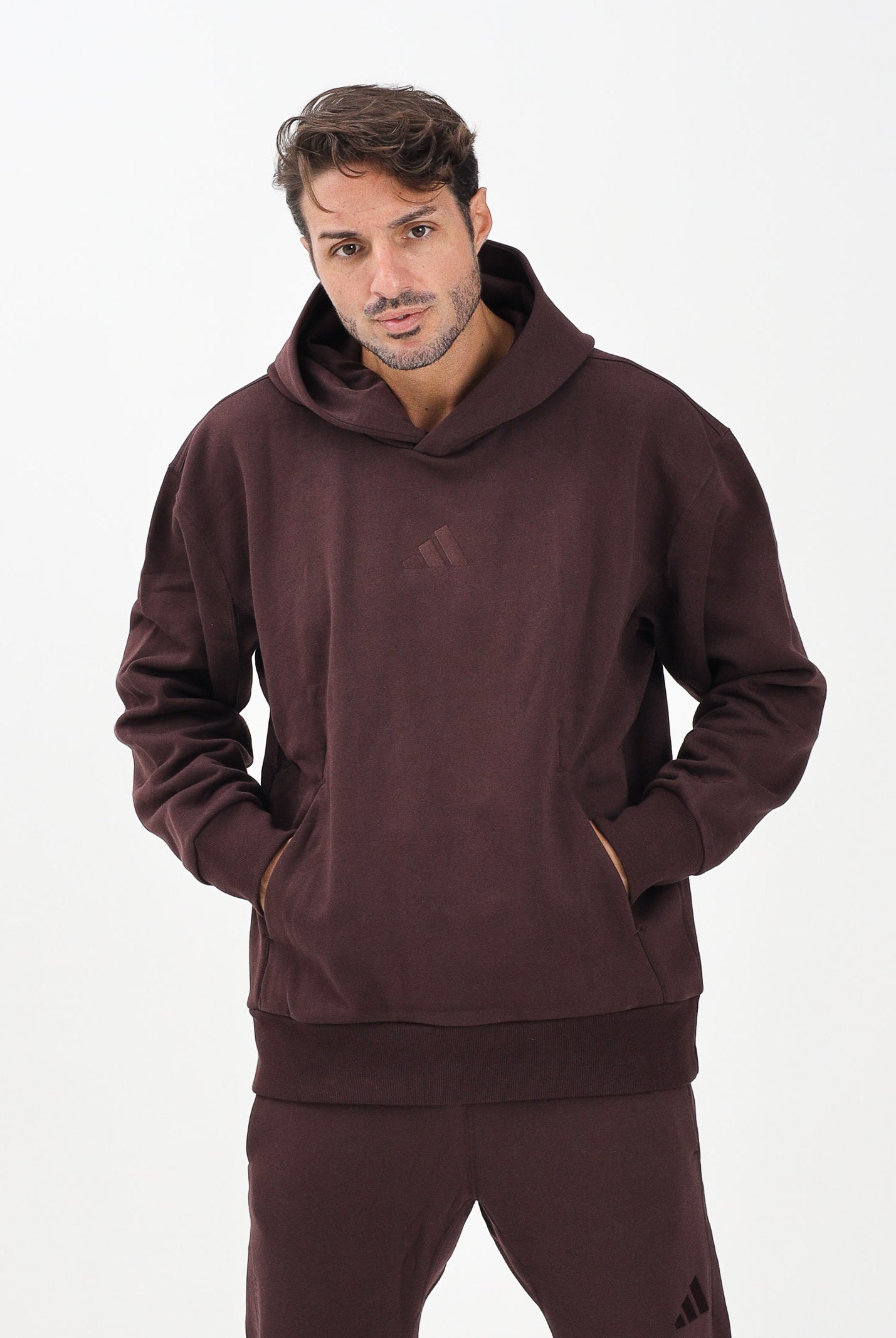 ADIDAS PERFORMANCE Felpa con cappuccio ALL SZN Fleece marrone da uomo JX5090 . ADIDAS PERFORMANCE