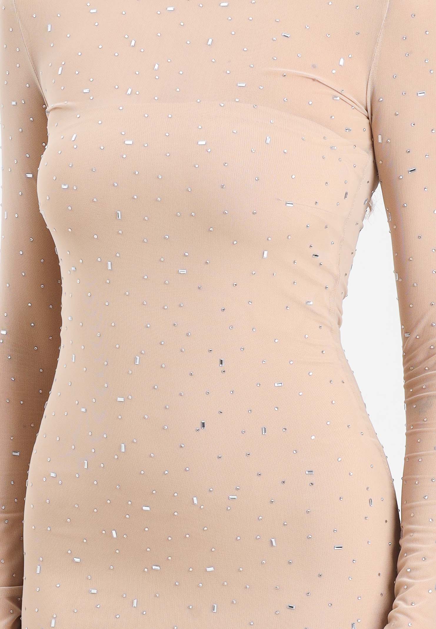 ALMA SANCHEZ Abito lungo Acoro nude da donna con strass all-over AS2526010RT 063 ALMA SANCHEZ