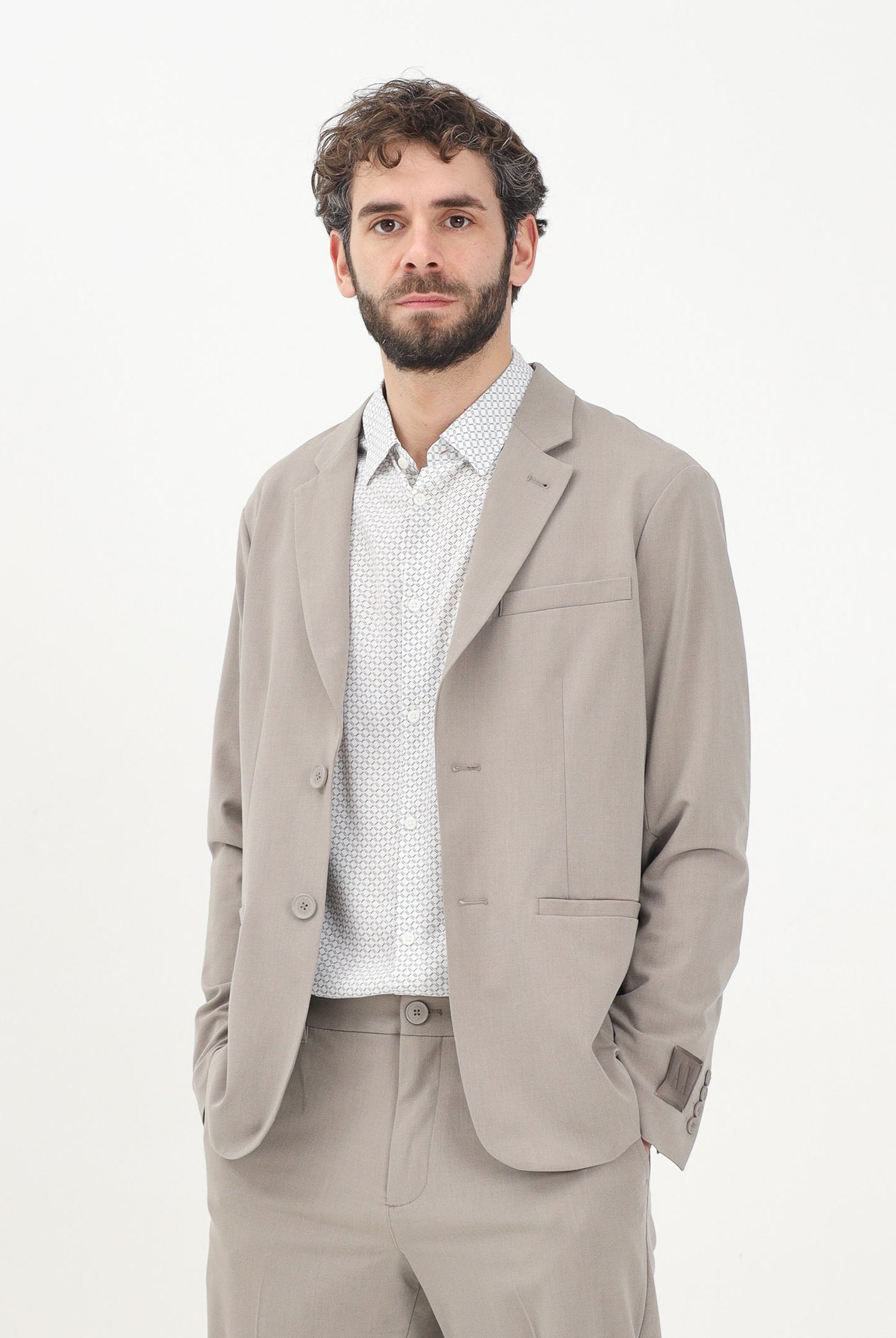ARMANI EXCHANGE Giacca monopetto color fango da uomo XM000345AF10897 U6107 ARMANI EXCHANGE
