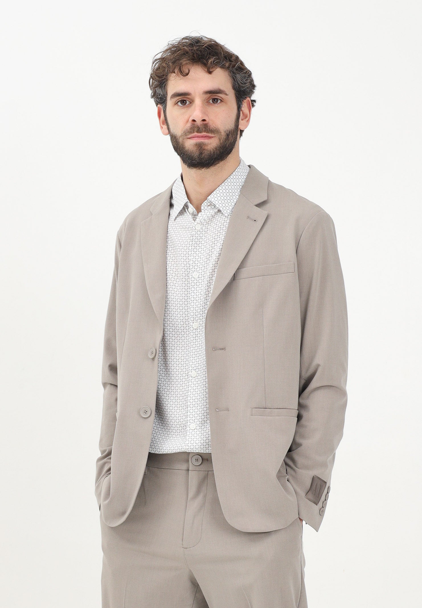 ARMANI EXCHANGE Giacca monopetto color fango da uomo XM000345AF10897 U6107 ARMANI EXCHANGE