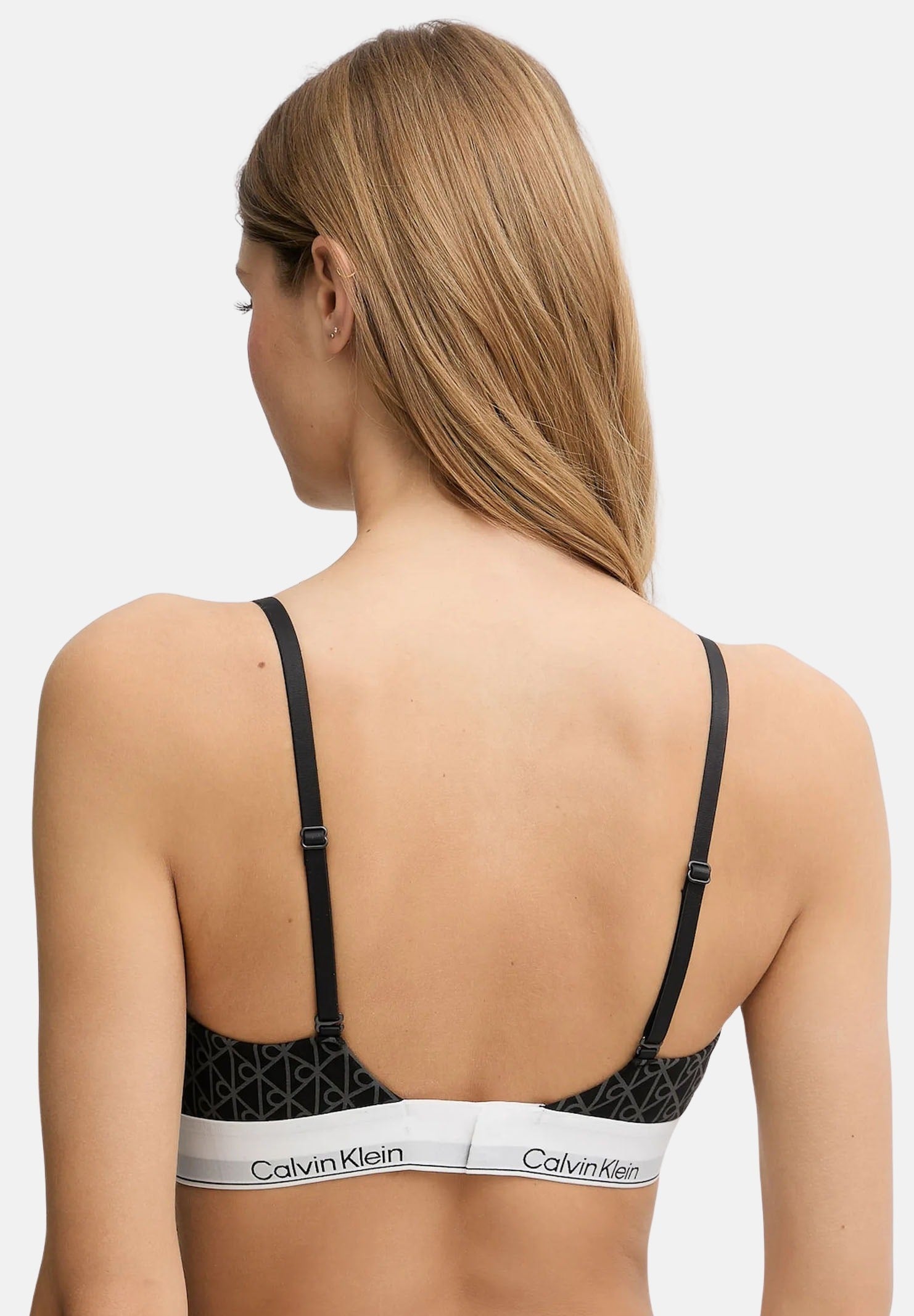 CALVIN KLEIN Bralette nera da donna caratterizzata da stampa monogramma "CK" LV00QF8498 2RG CALVIN KLEIN