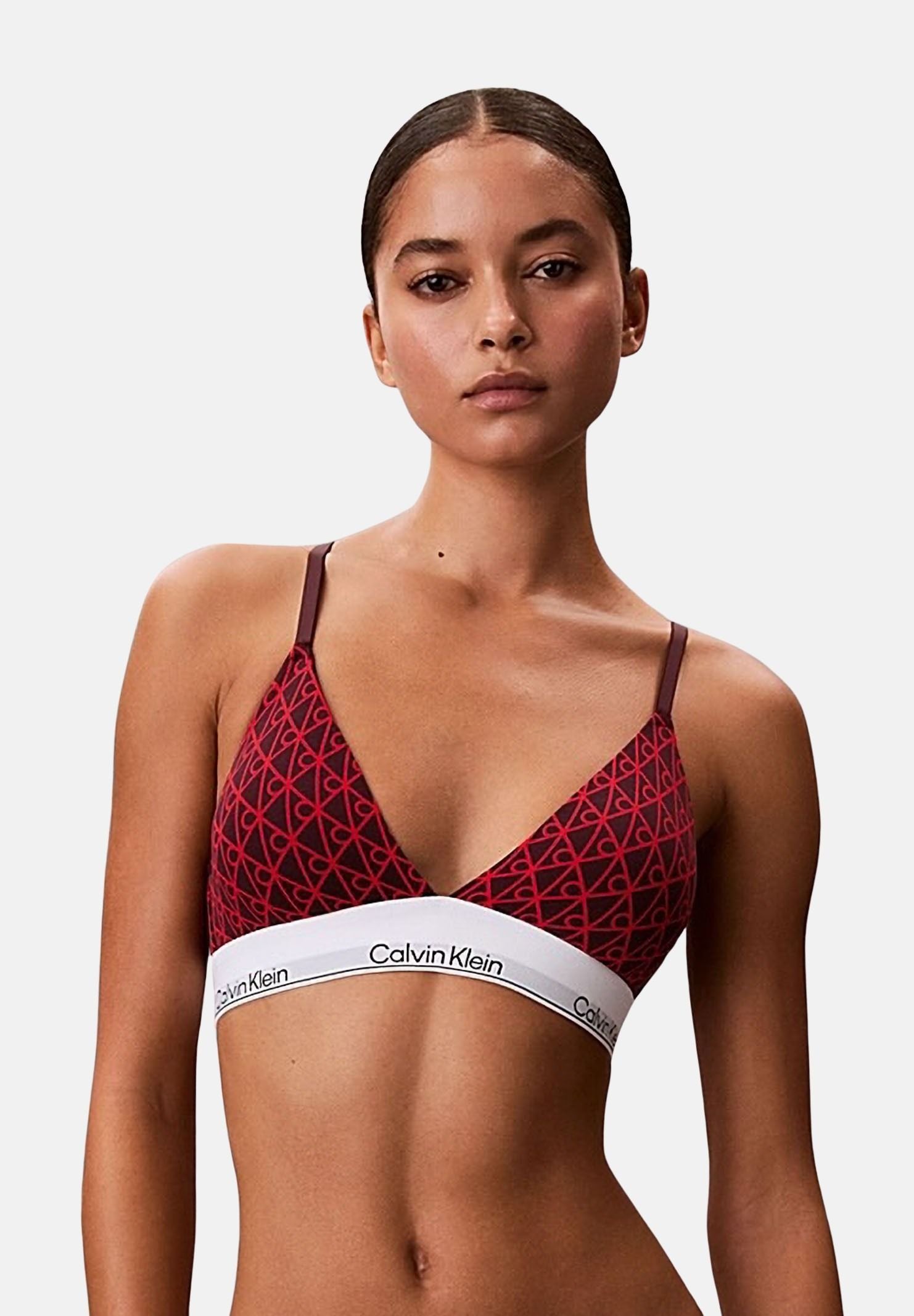 CALVIN KLEIN Bralette rossa da donna caratterizzata da stampa monogramma "CK" LV00QF8498 ZIJ CALVIN KLEIN