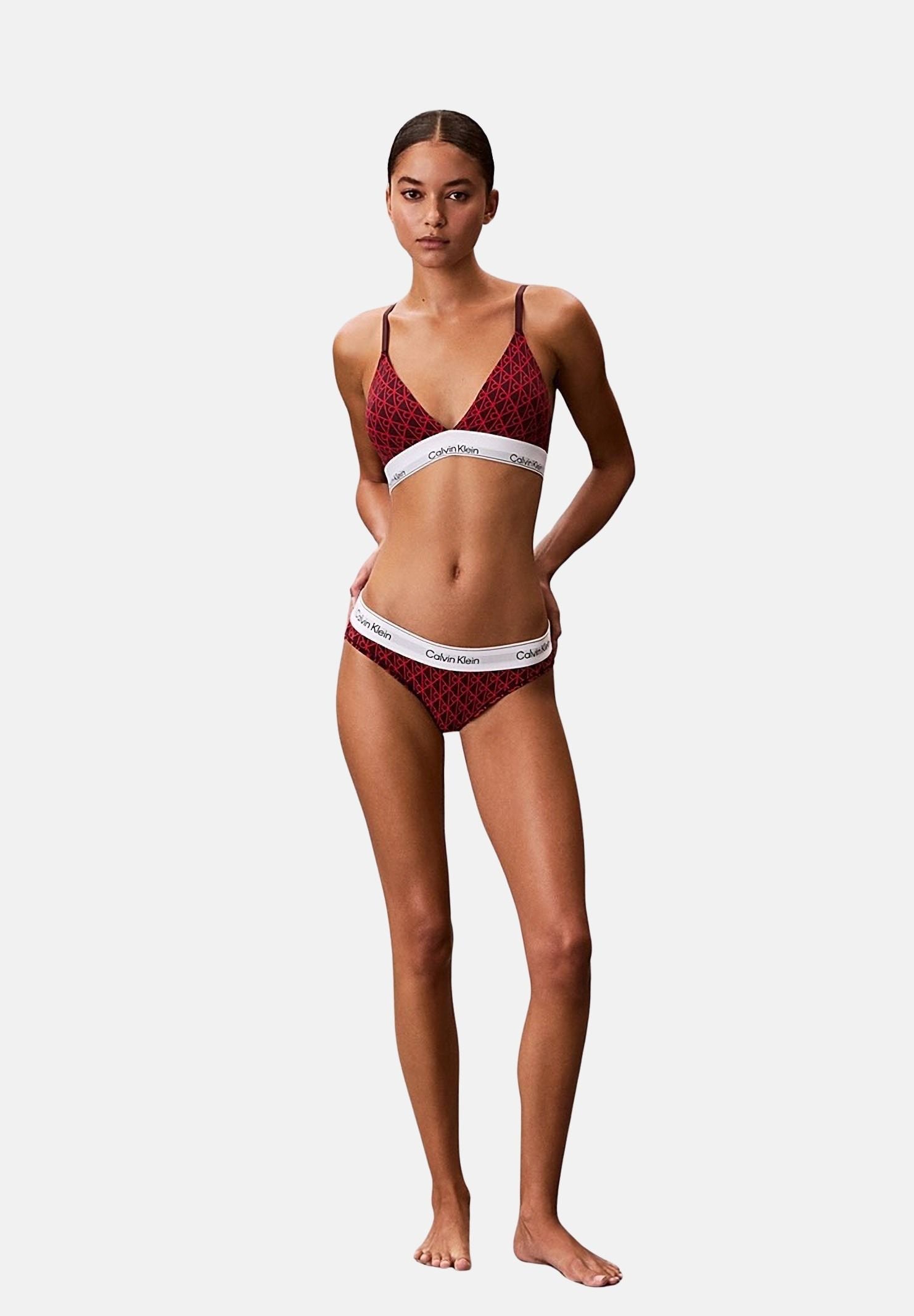 CALVIN KLEIN Bralette rossa da donna caratterizzata da stampa monogramma "CK" LV00QF8498 ZIJ CALVIN KLEIN