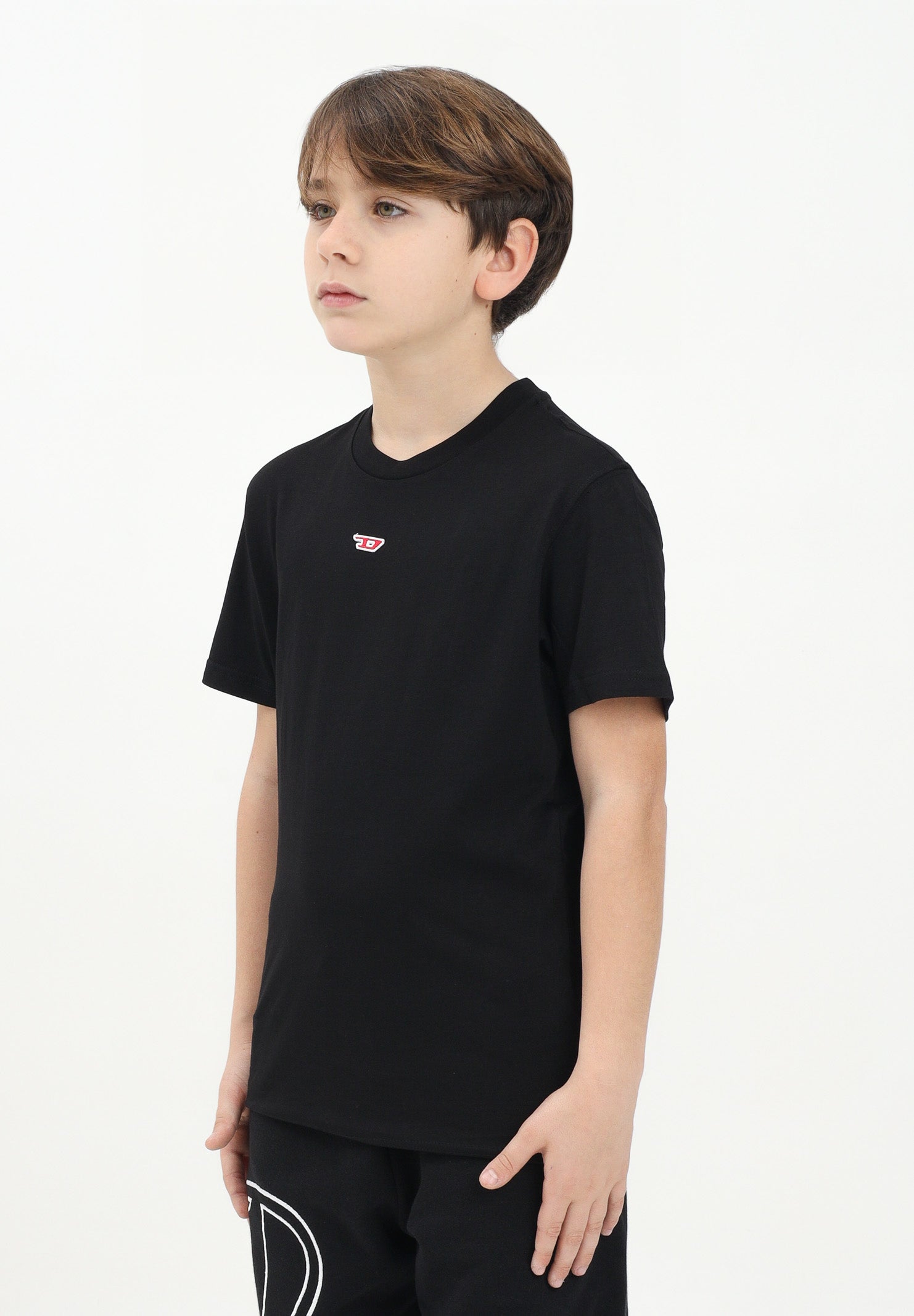 DIESEL T-shirt a manica corta Tdiegord nera per donna, ragazzi e bambini J022370GRAI K900 DIESEL