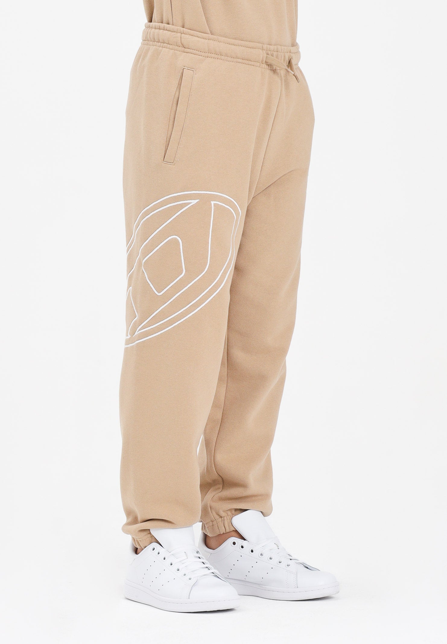 DIESEL Pantalone sportivo beige per donna, ragazzi e bambini con maxi logo Oval D J022720GYCJ K726 DIESEL