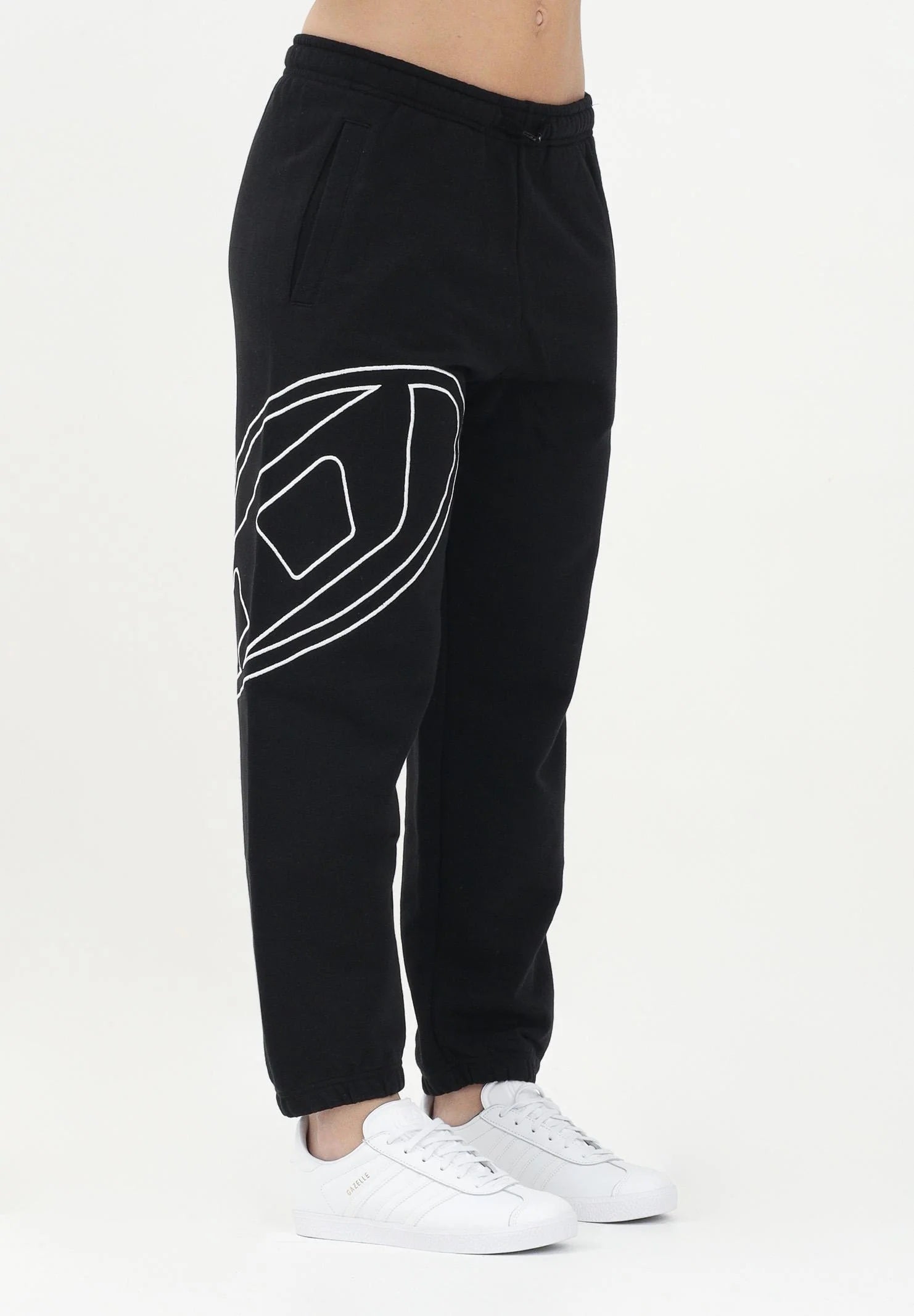 DIESEL Pantalone sportivo nero per donna, ragazzi e bambini con maxi logo Oval D J022720GYCJ K900 DIESEL
