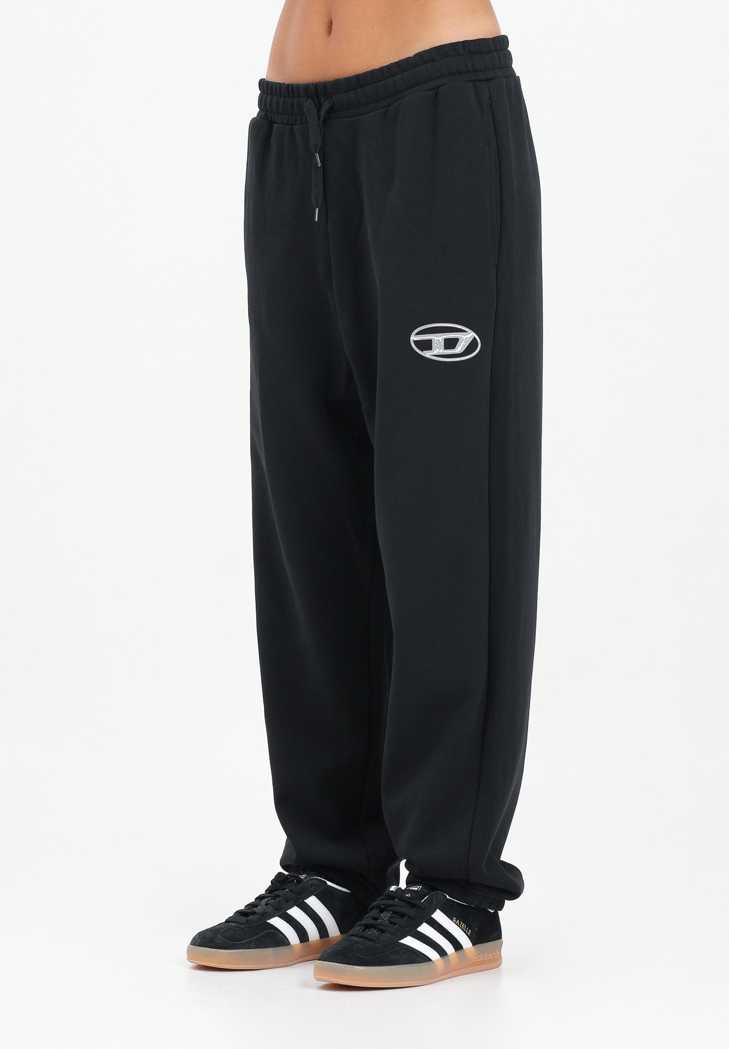 DIESEL Pantalone sportivo nero per donna, ragazzi e bambini con marchio Oval D J02457KYAQK K900 DIESEL