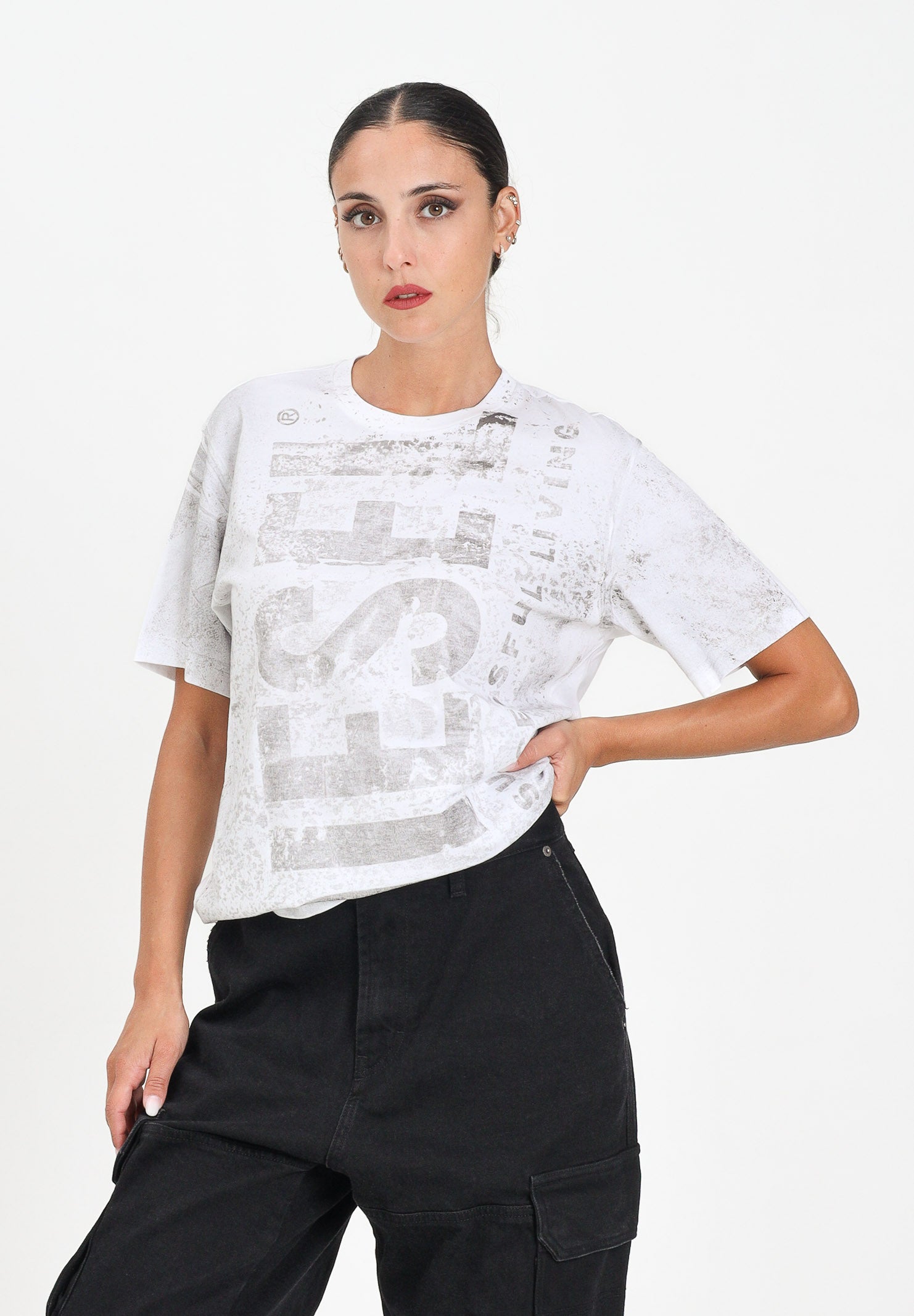 DIESEL T-shirt a manica corta bianca per donna, ragazzi e bambini con logo J02479KYAZW K100 DIESEL