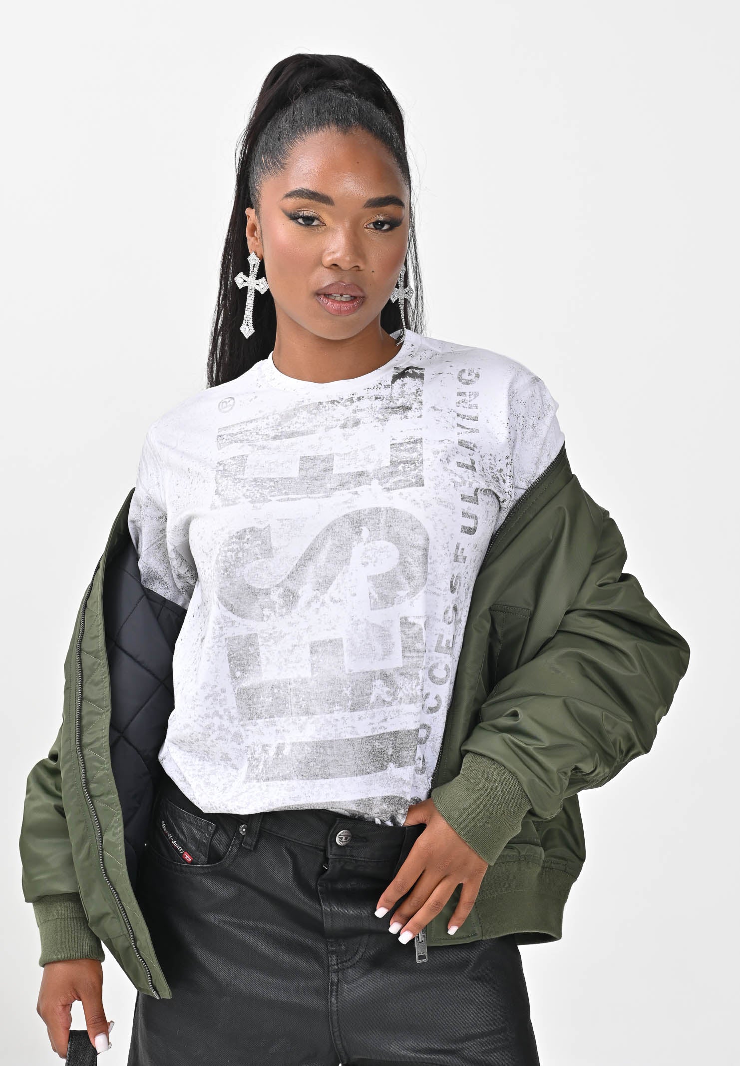 DIESEL T-shirt a manica corta bianca per donna, ragazzi e bambini con logo J02479KYAZW K100 DIESEL